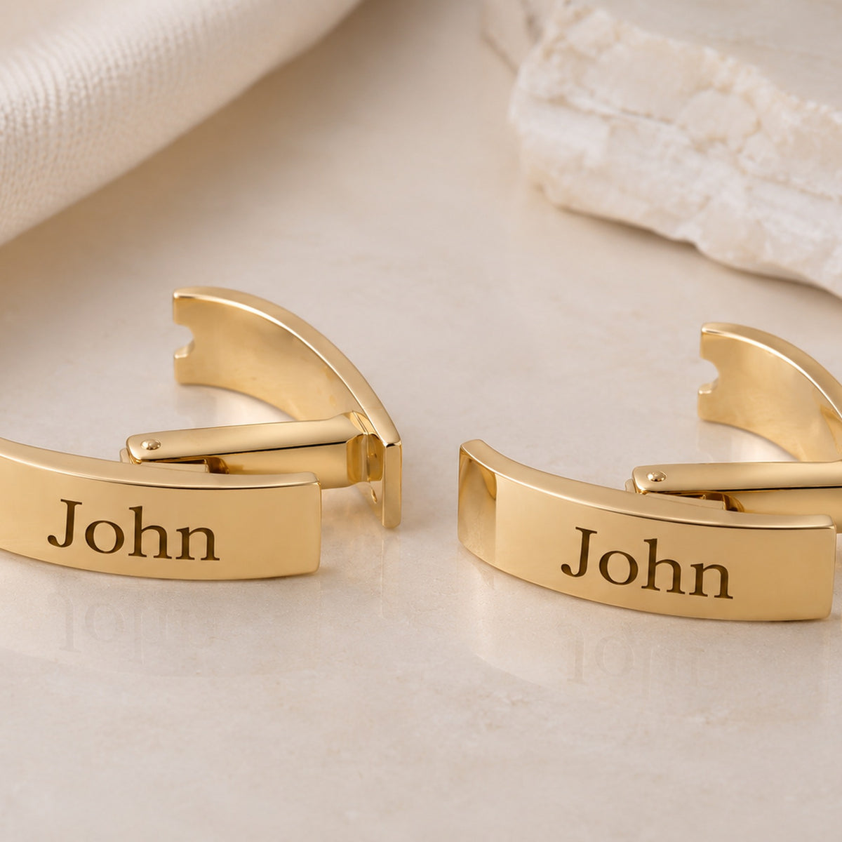 Personalized Name Bar Cufflinks | Custom Engraved Initial Wrap Cufflinks