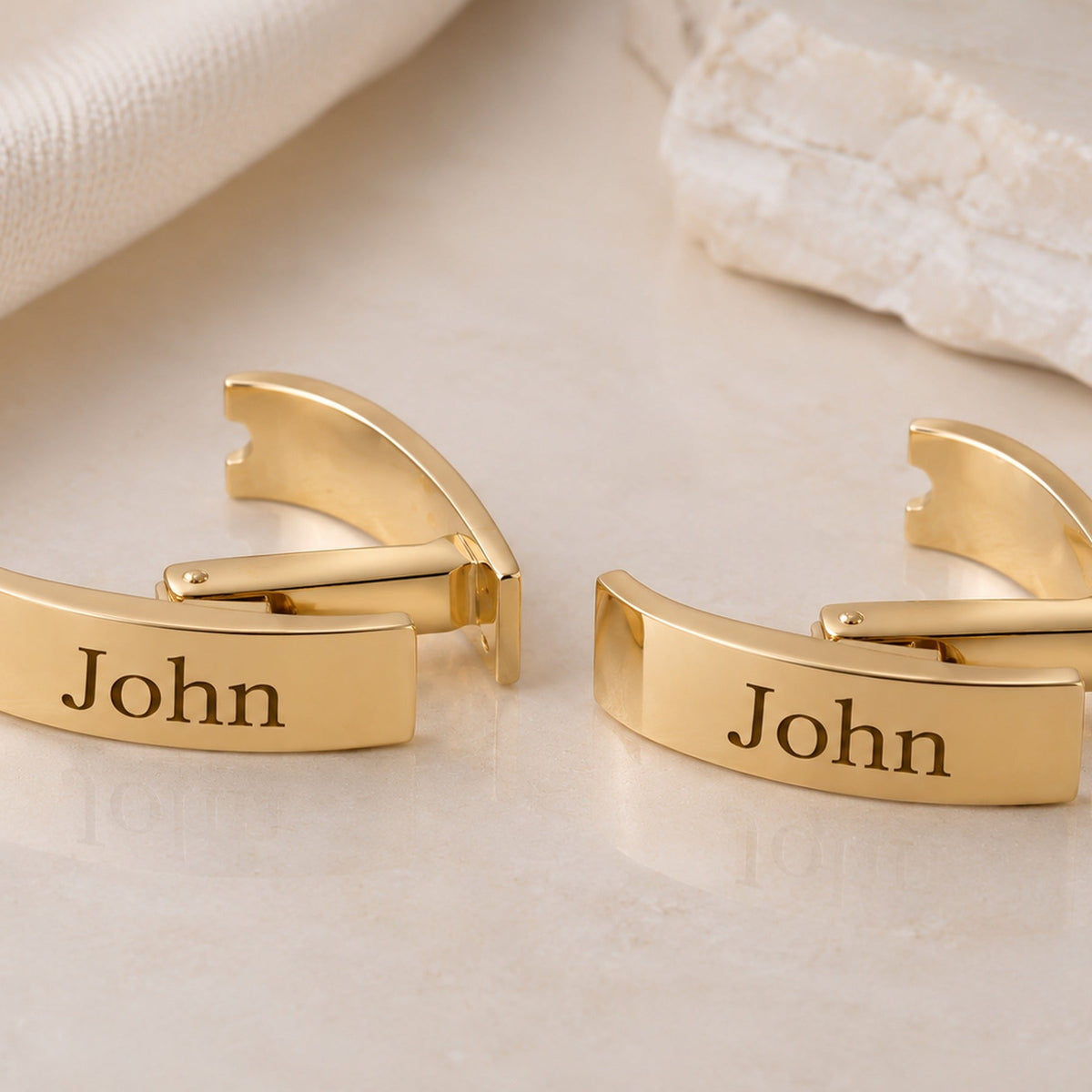 Personalized Name Bar Cufflinks | Custom Engraved Initial Wrap Cufflinks