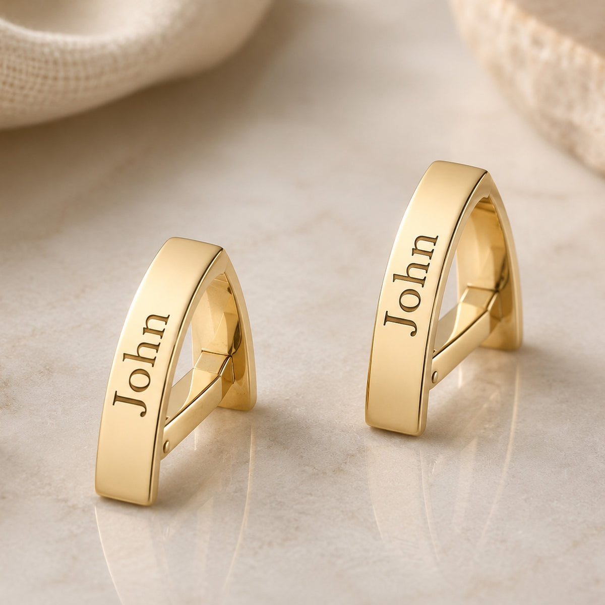 Personalized Name Bar Cufflinks | Custom Engraved Initial Wrap Cufflinks