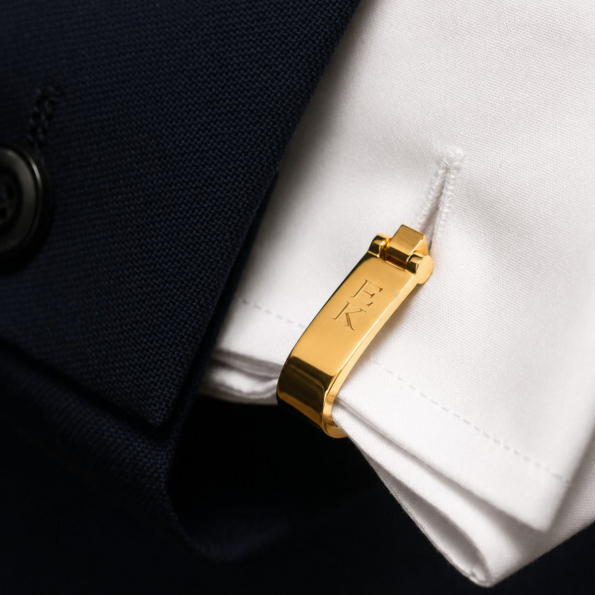 Personalized Name Bar Cufflinks | Custom Engraved Initial Wrap Cufflinks