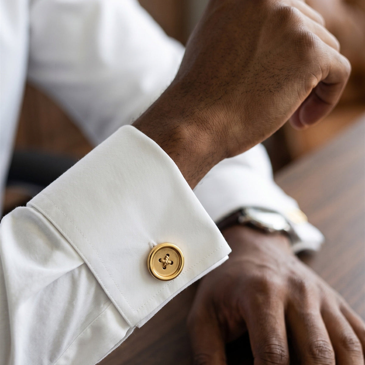 Sewing Button Cufflinks | Personalized Engraved Tailor Gift for Him