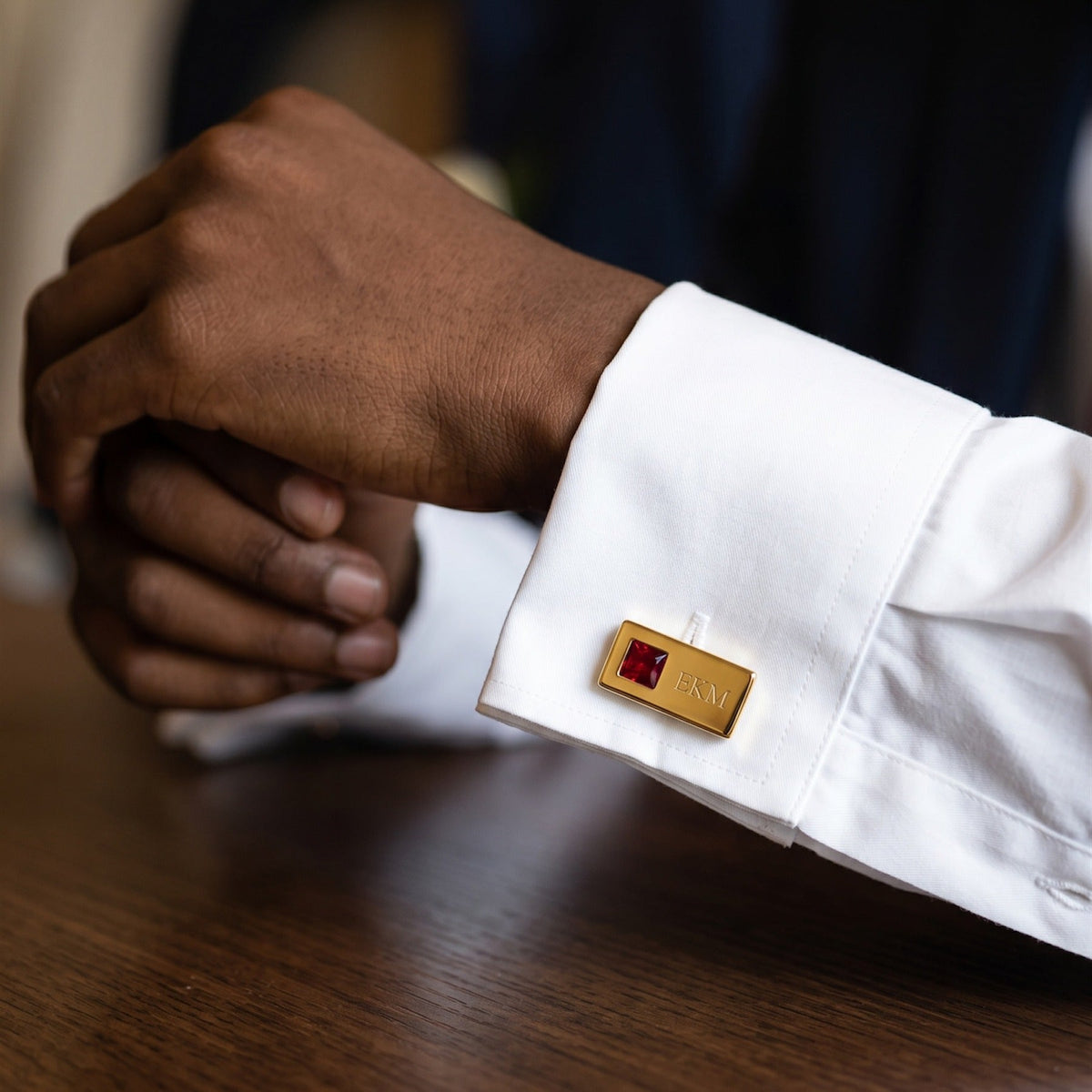 Personalized Monogram Stone Cufflinks | Custom Engraved Initials Groom Gift