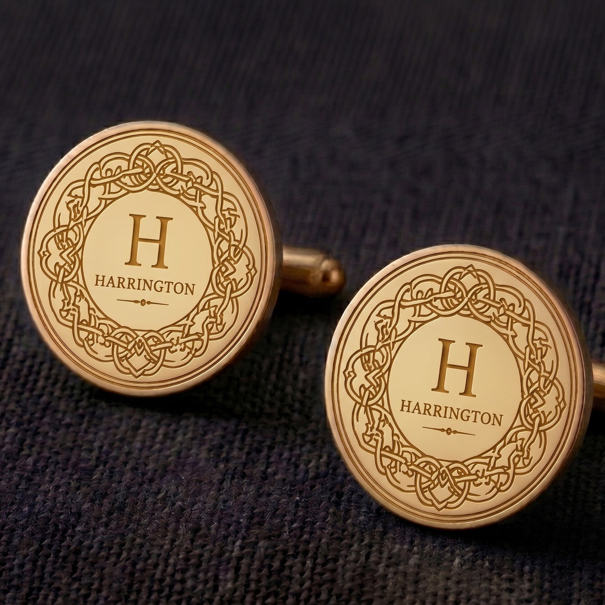 Personalized Celtic Knot Cufflinks | Engraved Monogram & Surname Groom Gift