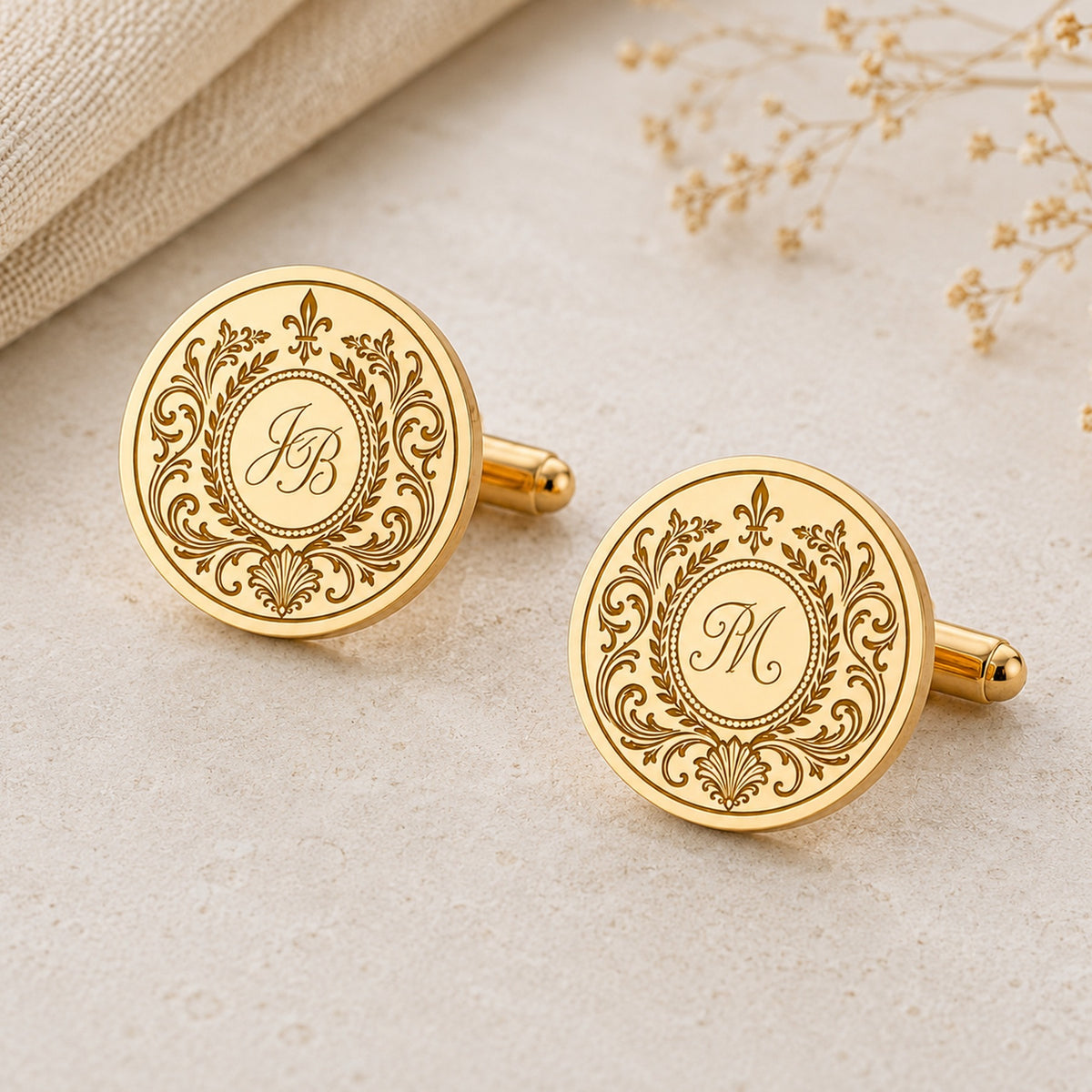 Personalized Monogram Cufflinks | Custom Engraved Initial Wedding & Groom Gift