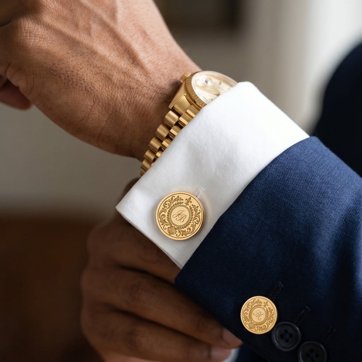Personalized Monogram Cufflinks | Custom Engraved Initial Wedding & Groom Gift