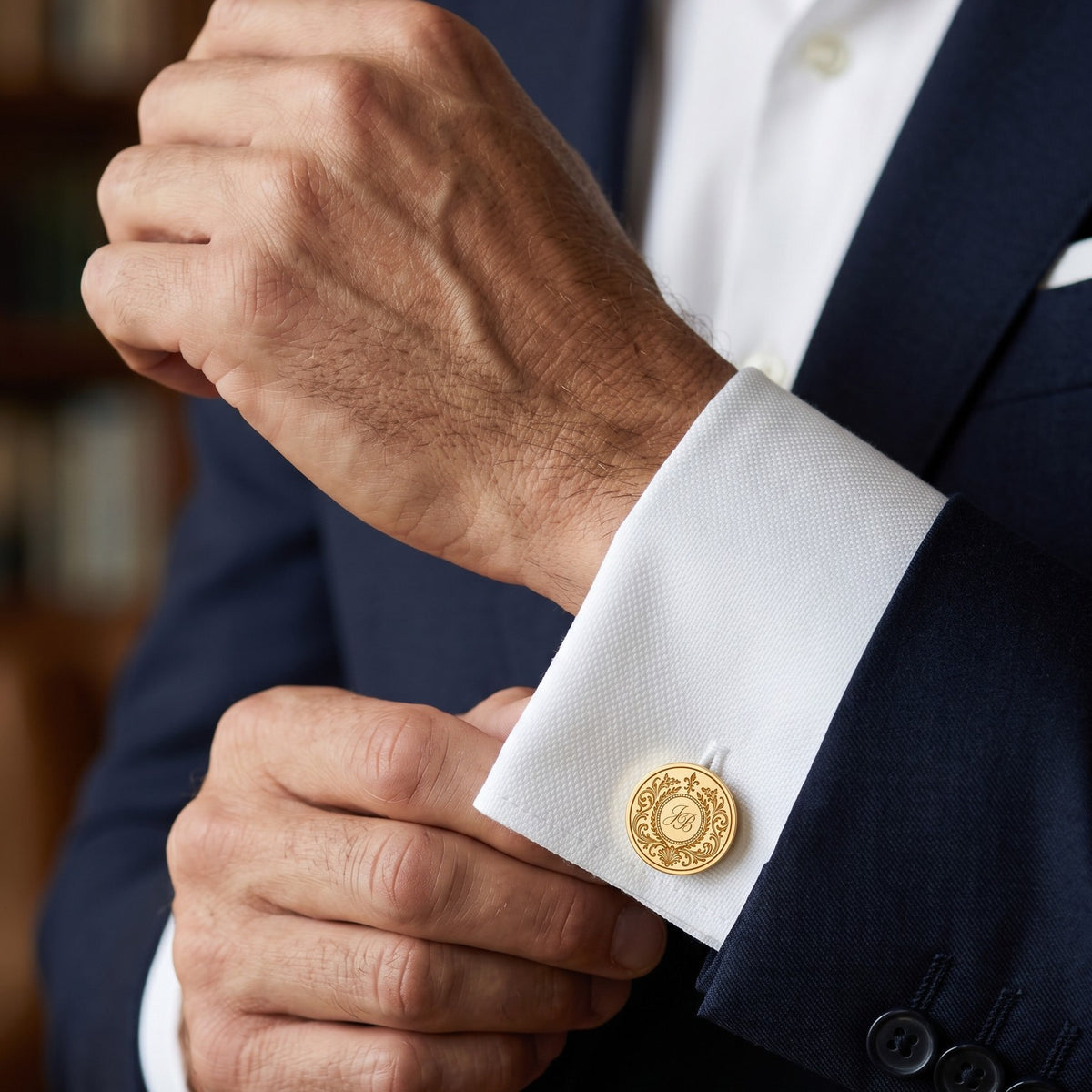Personalized Monogram Cufflinks | Custom Engraved Initial Wedding & Groom Gift