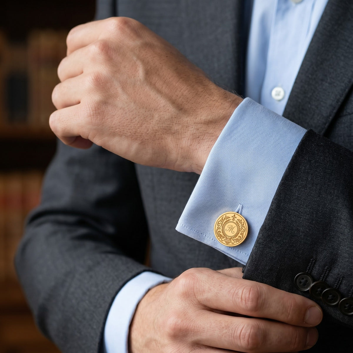 Personalized Monogram Cufflinks | Custom Engraved Initial Wedding & Groom Gift