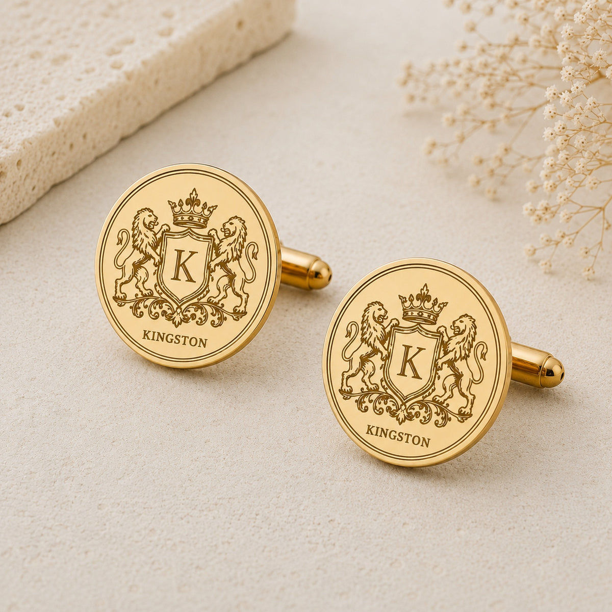 Personalized Family Crest Cufflinks | Engraved Monogram & Surname Gift