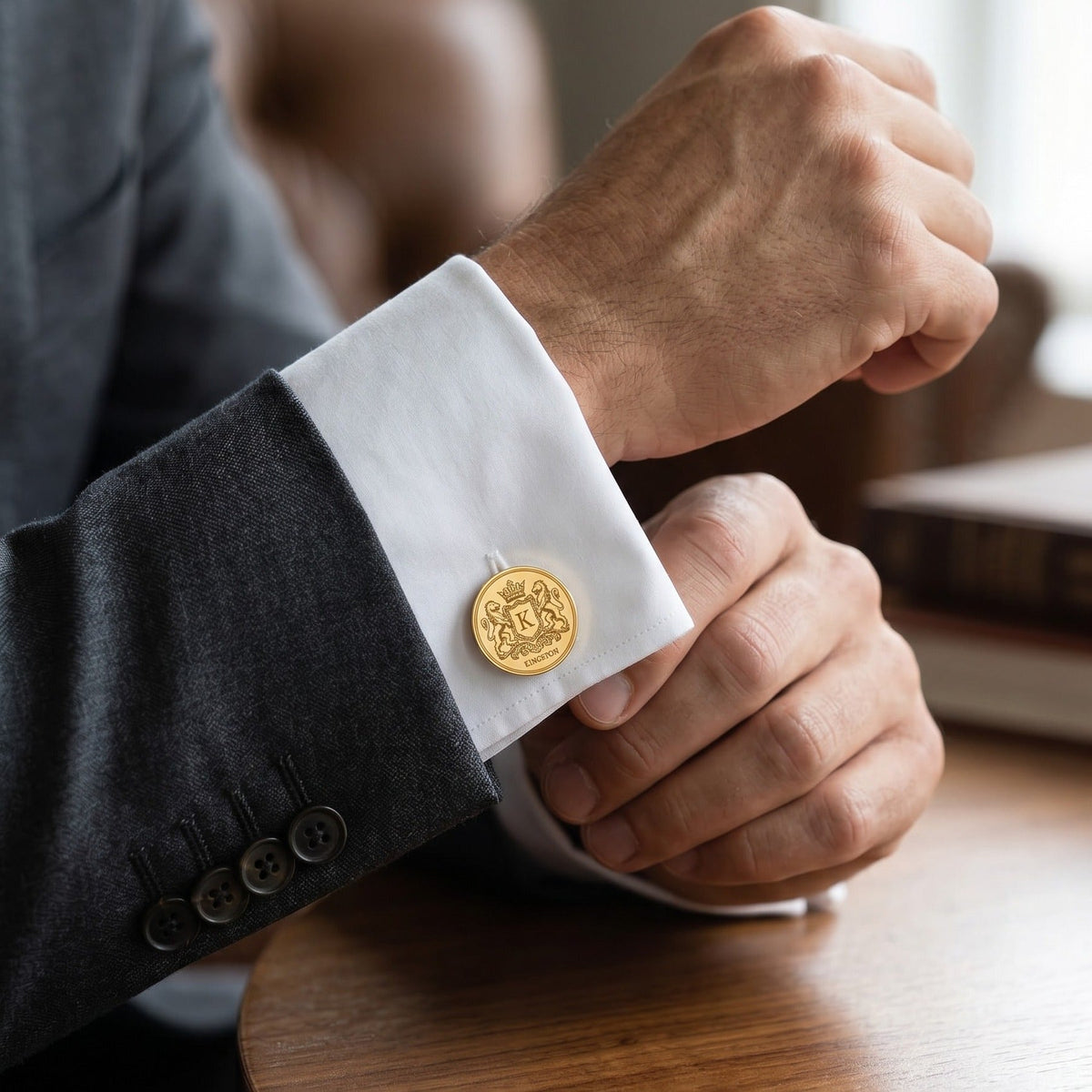 Personalized Family Crest Cufflinks | Engraved Monogram & Surname Gift