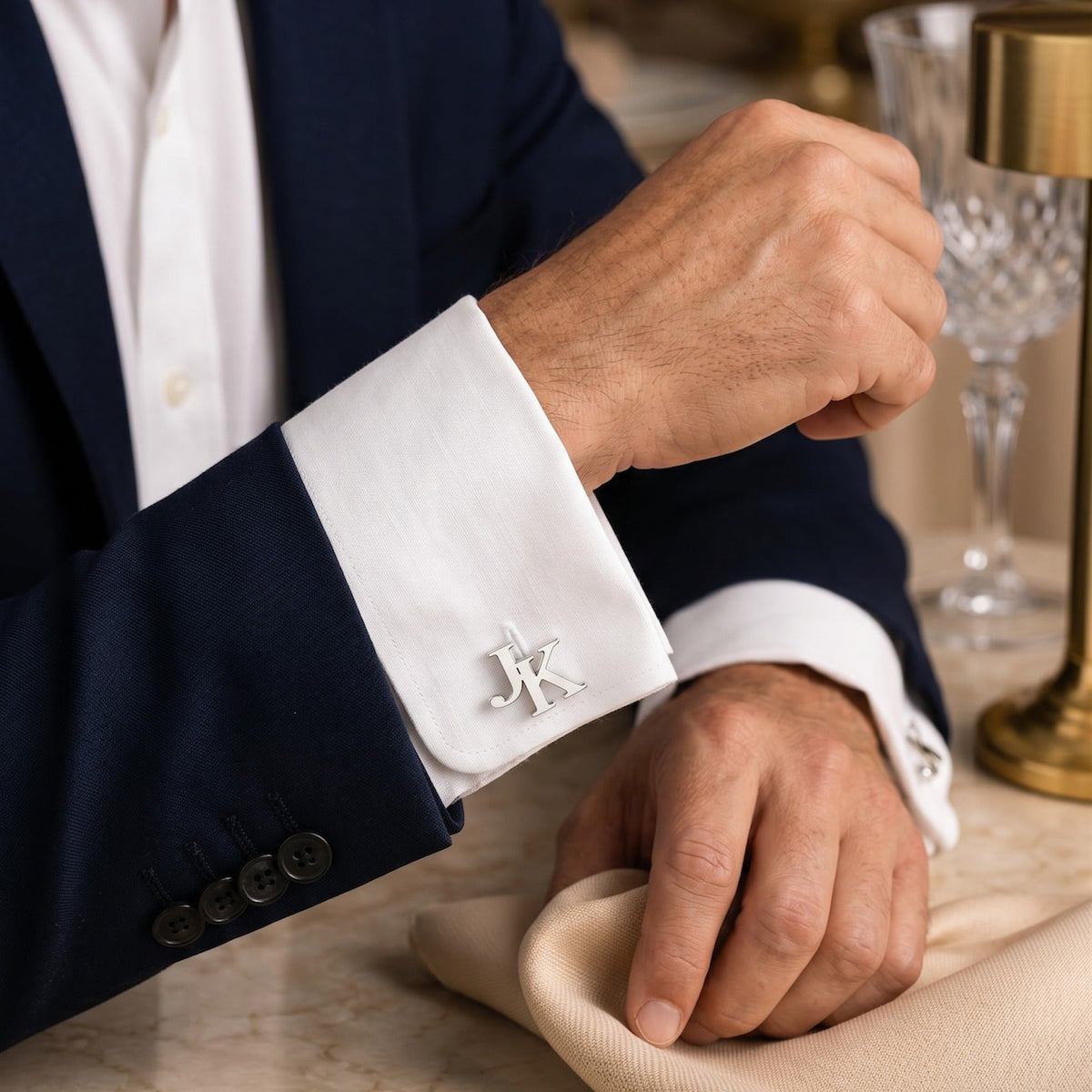 Custom Initial Monogram Cufflinks | Personalized Two Letter Gift for Men