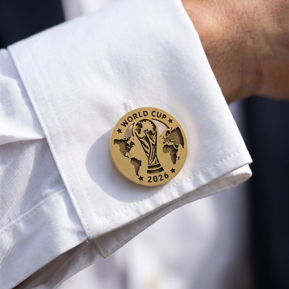 World Cup 2026 Trophy Cufflinks | Personalized Engraved Soccer Fan Gift