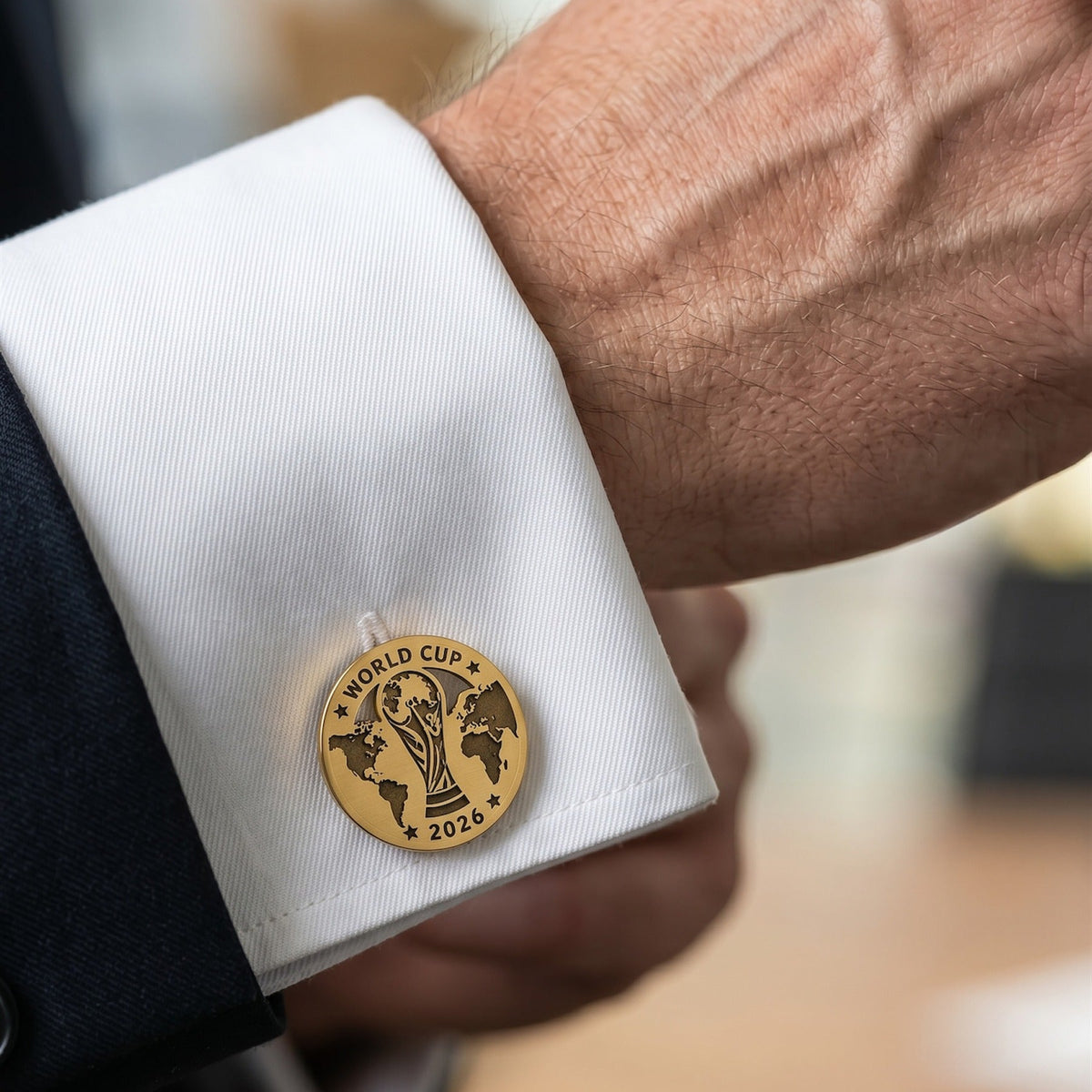 World Cup 2026 Trophy Cufflinks | Personalized Engraved Soccer Fan Gift