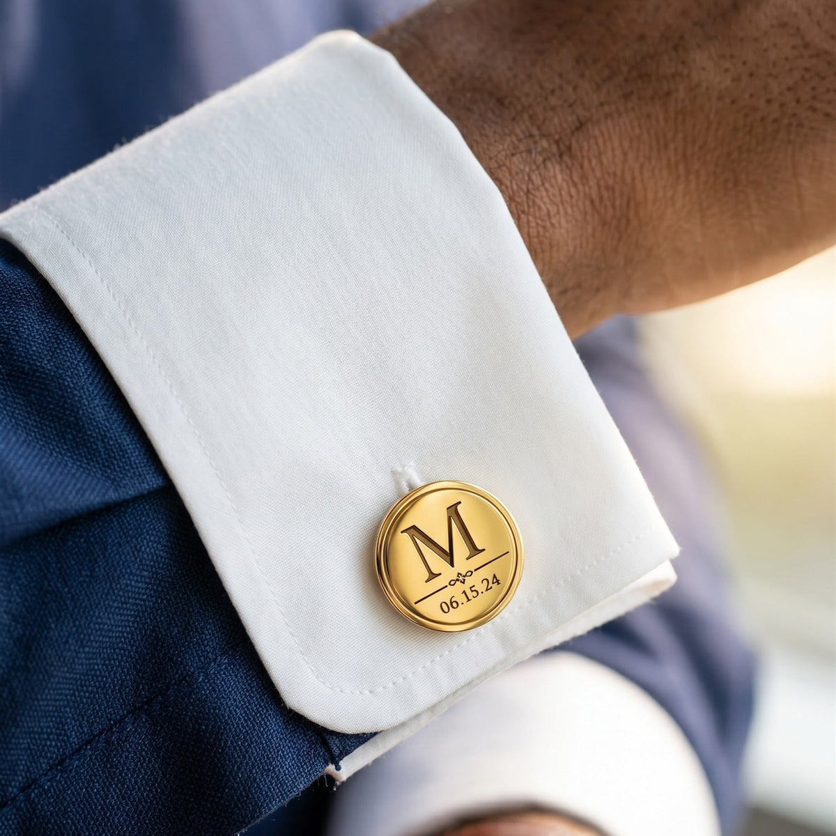 Monogram & Date Cufflinks | Personalized Initial Wedding Date Groom Gift