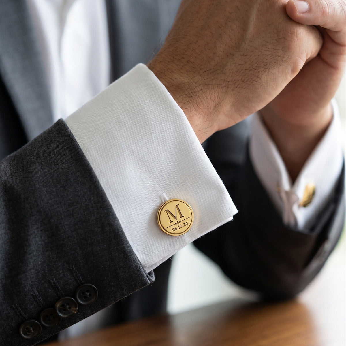 Monogram & Date Cufflinks | Personalized Initial Wedding Date Groom Gift