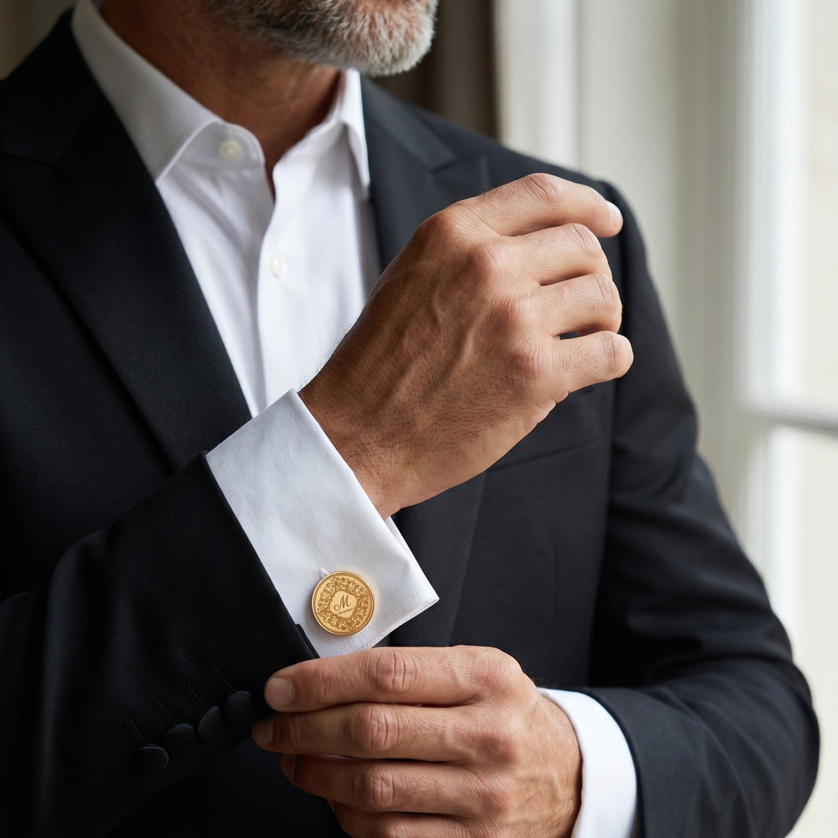 Personalized Monogram Cufflinks | Engraved Initial & Surname Groom Gift
