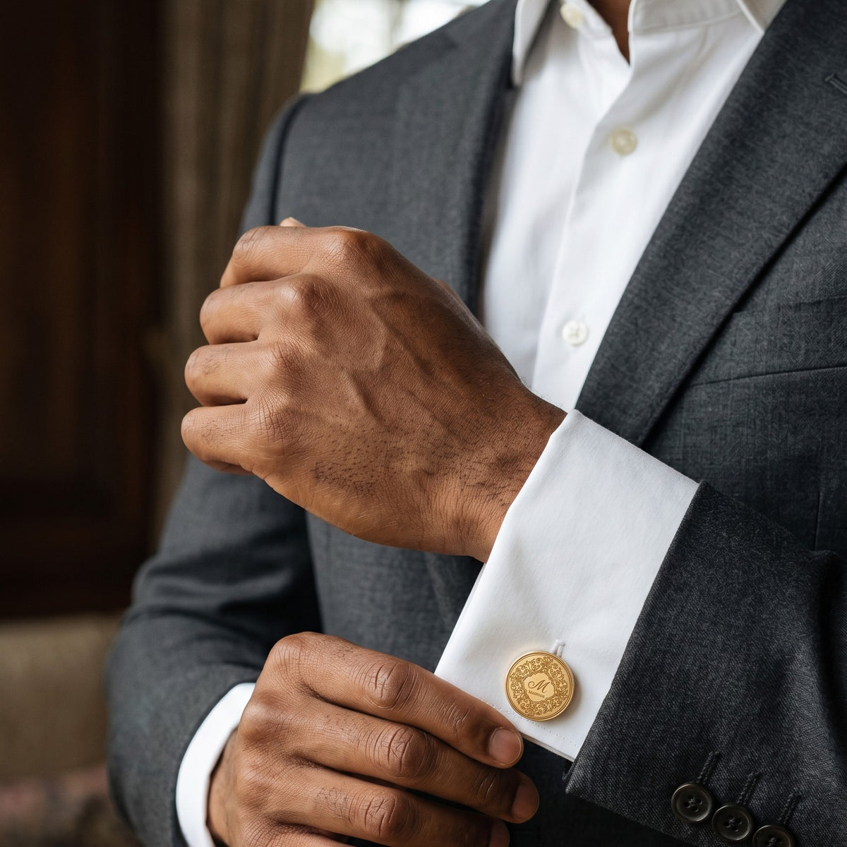Personalized Monogram Cufflinks | Engraved Initial & Surname Groom Gift