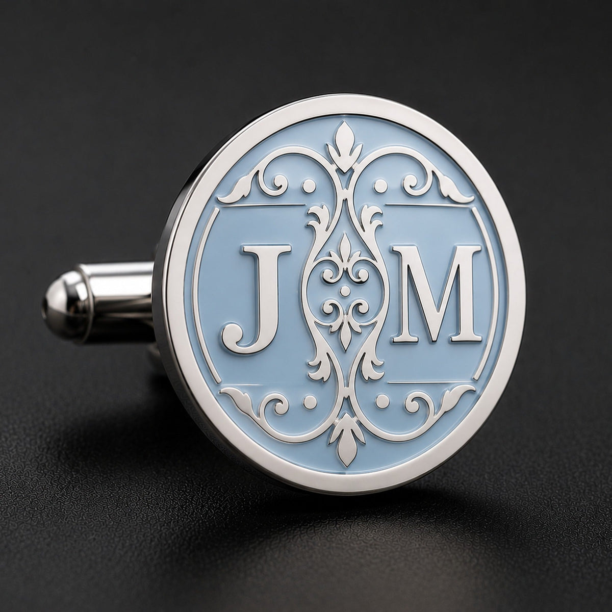 Blue Enamel Monogram Cufflinks | Personalized Two Initial Wedding Groom Gift