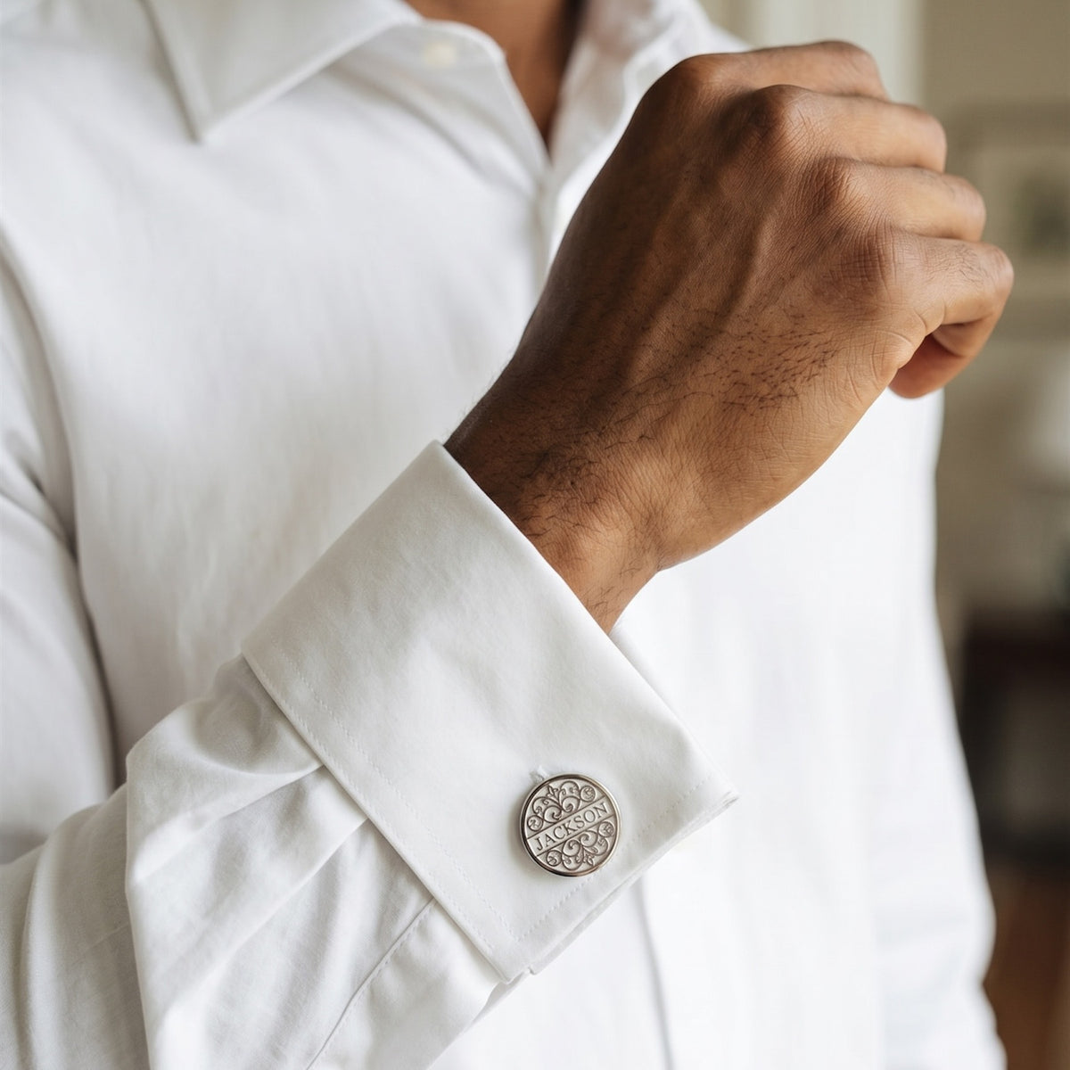 Personalized Surname Cufflinks | Custom Engraved Name Filigree Groom Gift
