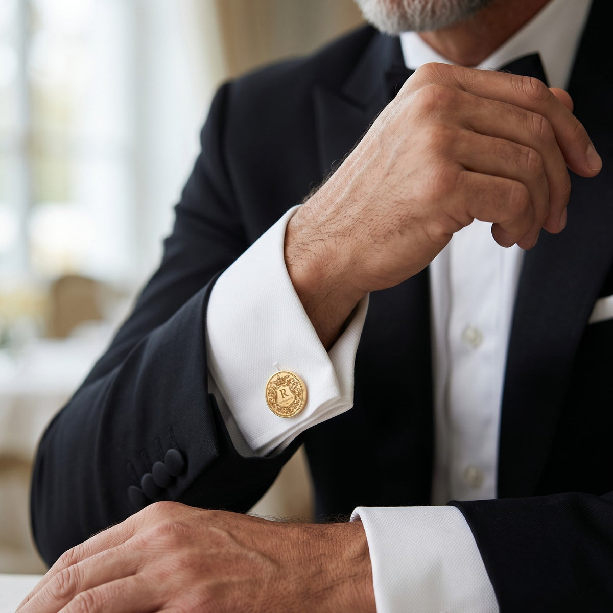 Personalized Crest Cufflinks | Custom Engraved Monogram & Surname Groom Gift