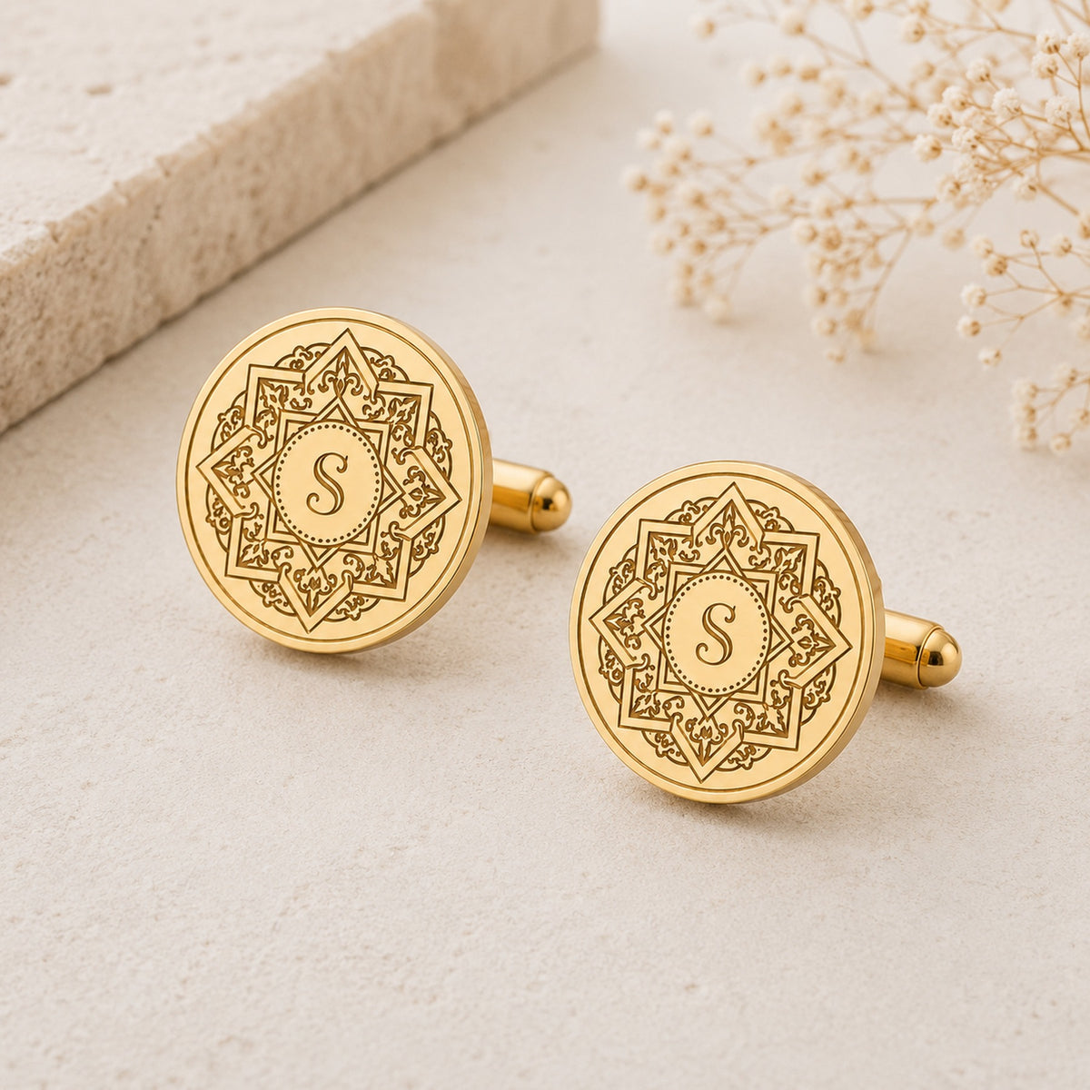 Ottoman Star Monogram Cufflinks | Personalized Engraved Initial Gift
