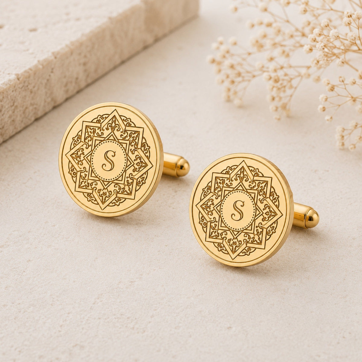 Ottoman Star Monogram Cufflinks | Personalized Engraved Initial Gift
