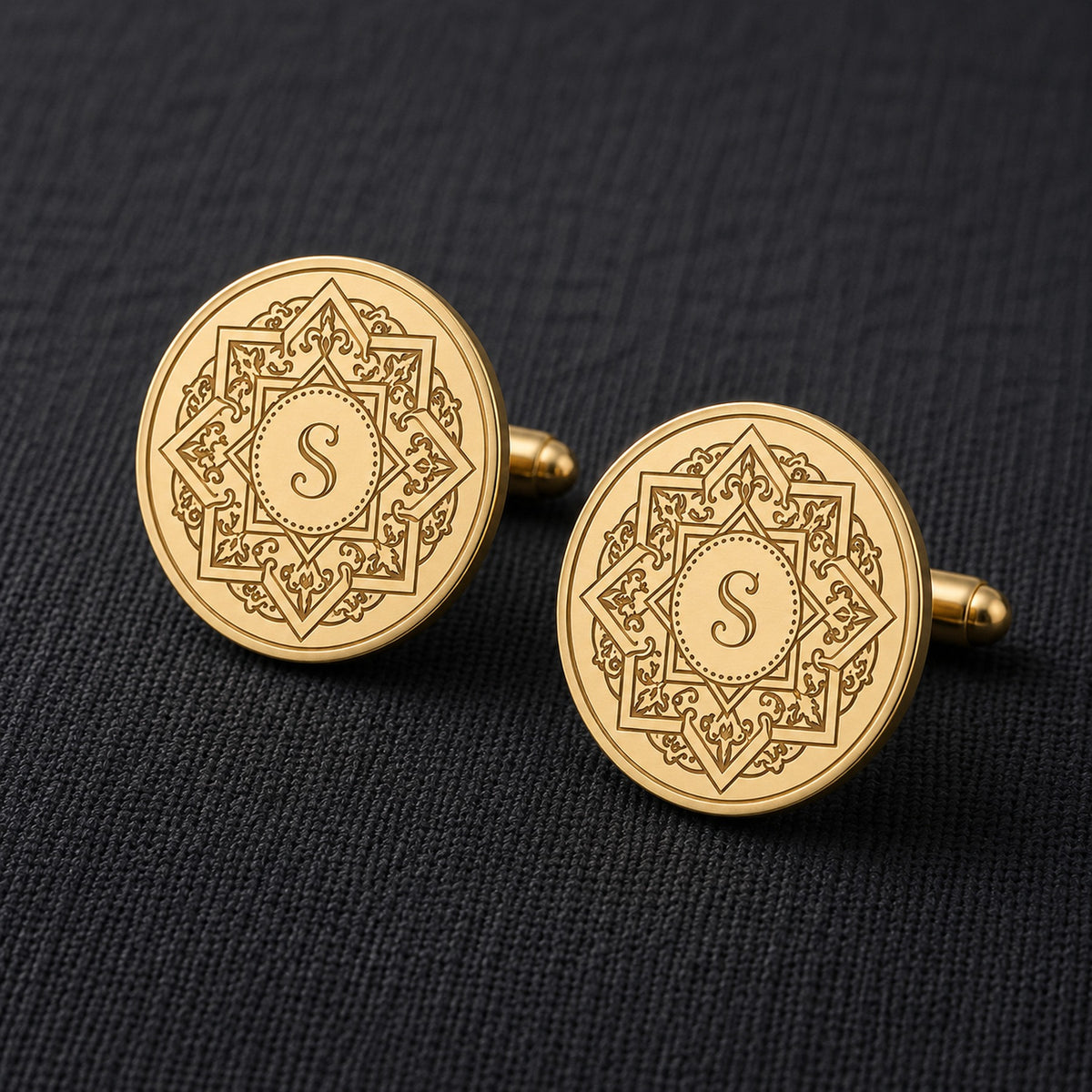 Ottoman Star Monogram Cufflinks | Personalized Engraved Initial Gift