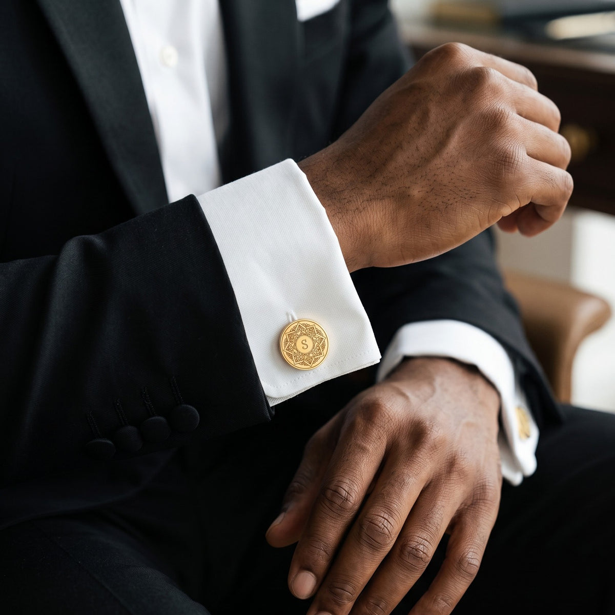 Ottoman Star Monogram Cufflinks | Personalized Engraved Initial Gift