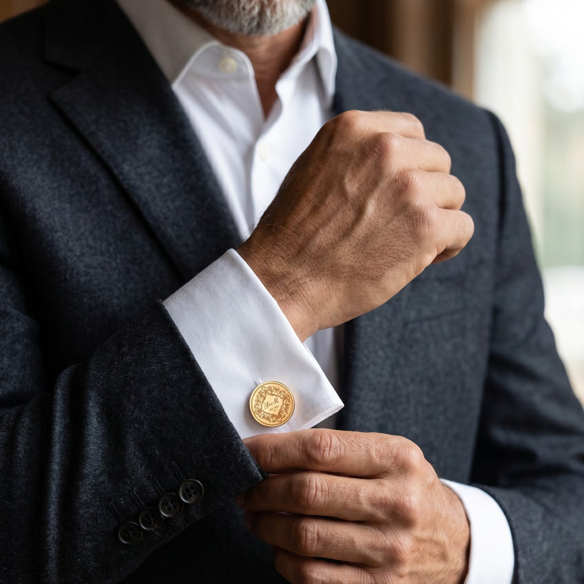 Personalized Monogram Cufflinks | Engraved Couple Initials & Date Wedding Gift