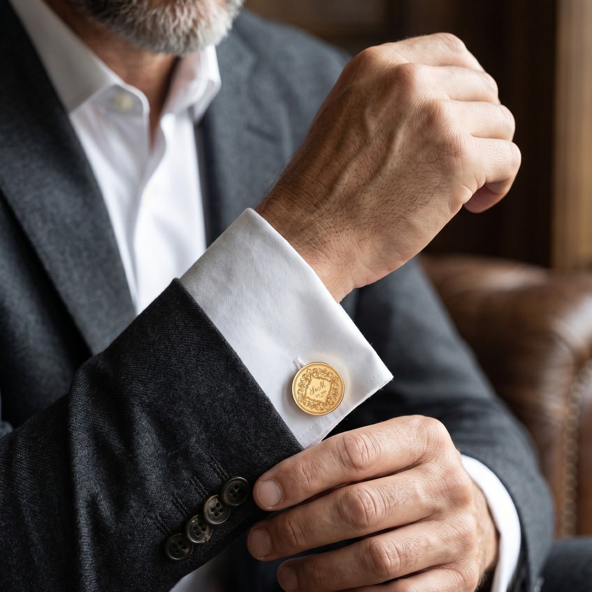 Personalized Monogram Cufflinks | Engraved Couple Initials & Date Wedding Gift
