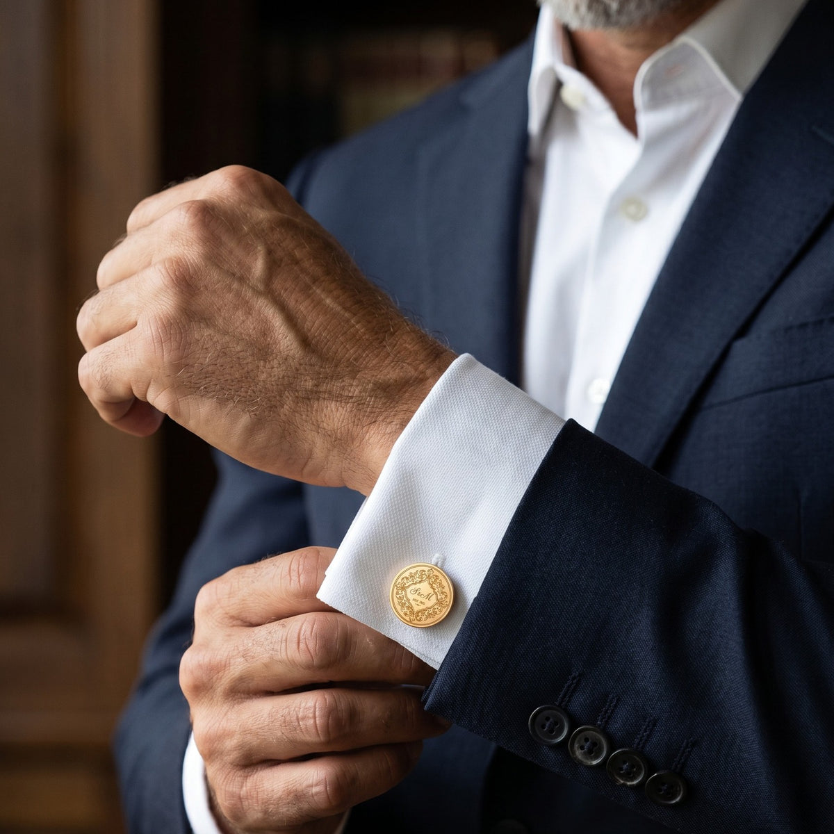 Personalized Monogram Cufflinks | Engraved Couple Initials & Date Wedding Gift