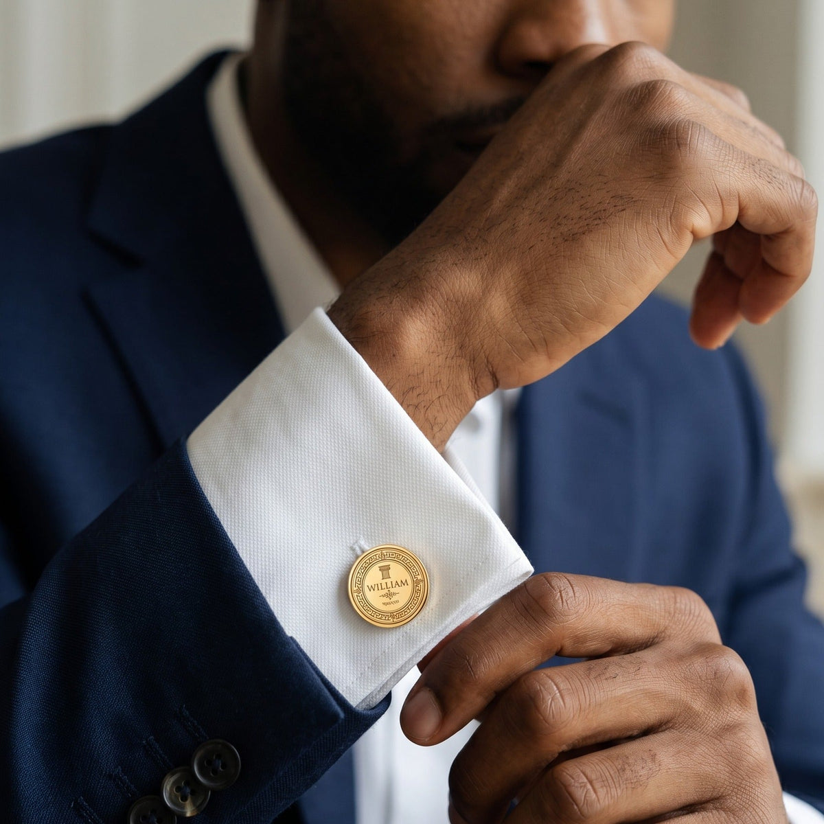 Personalized Name Cufflinks | Engraved Roman Numeral Date Groom Gift