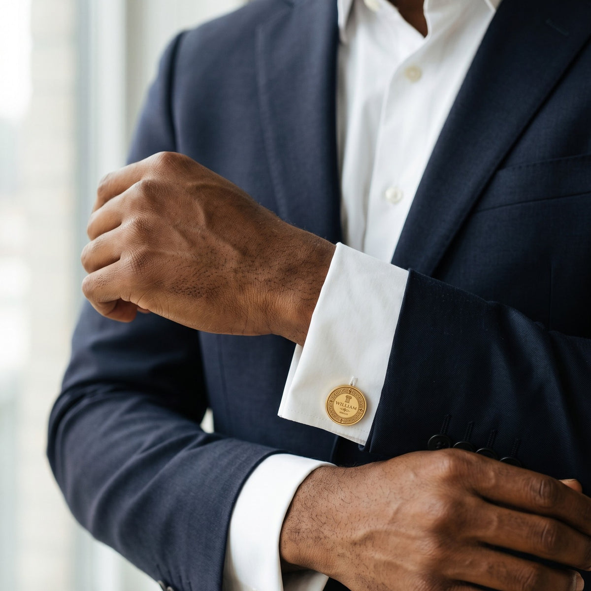 Personalized Name Cufflinks | Engraved Roman Numeral Date Groom Gift