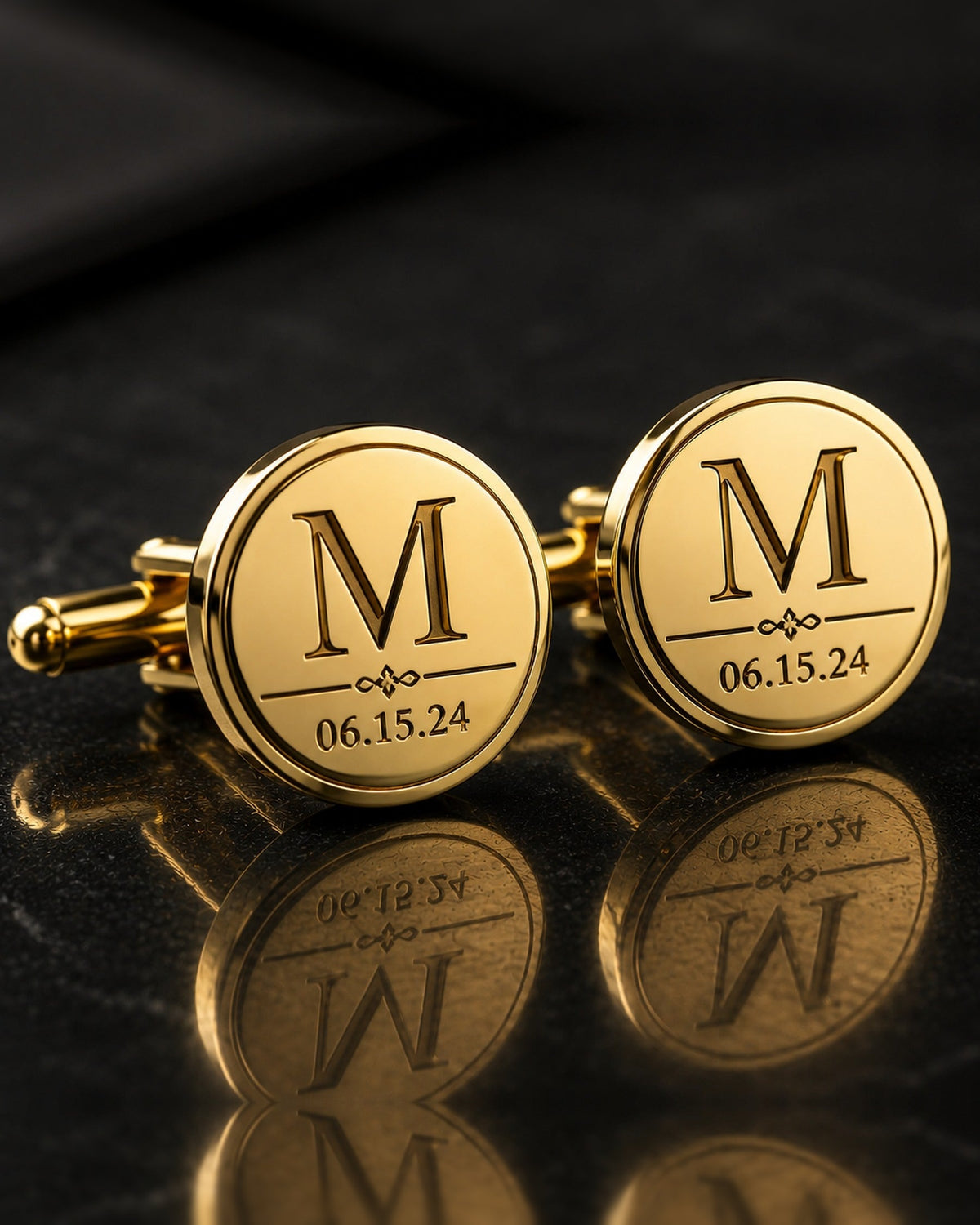 Monogram & Date Cufflinks | Personalized Initial Wedding Date Groom Gift