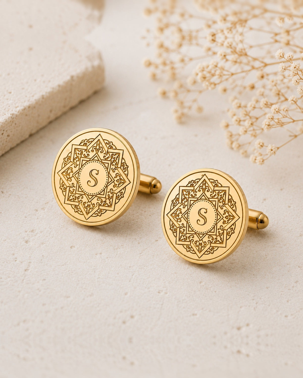 Ottoman Star Monogram Cufflinks | Personalized Engraved Initial Gift