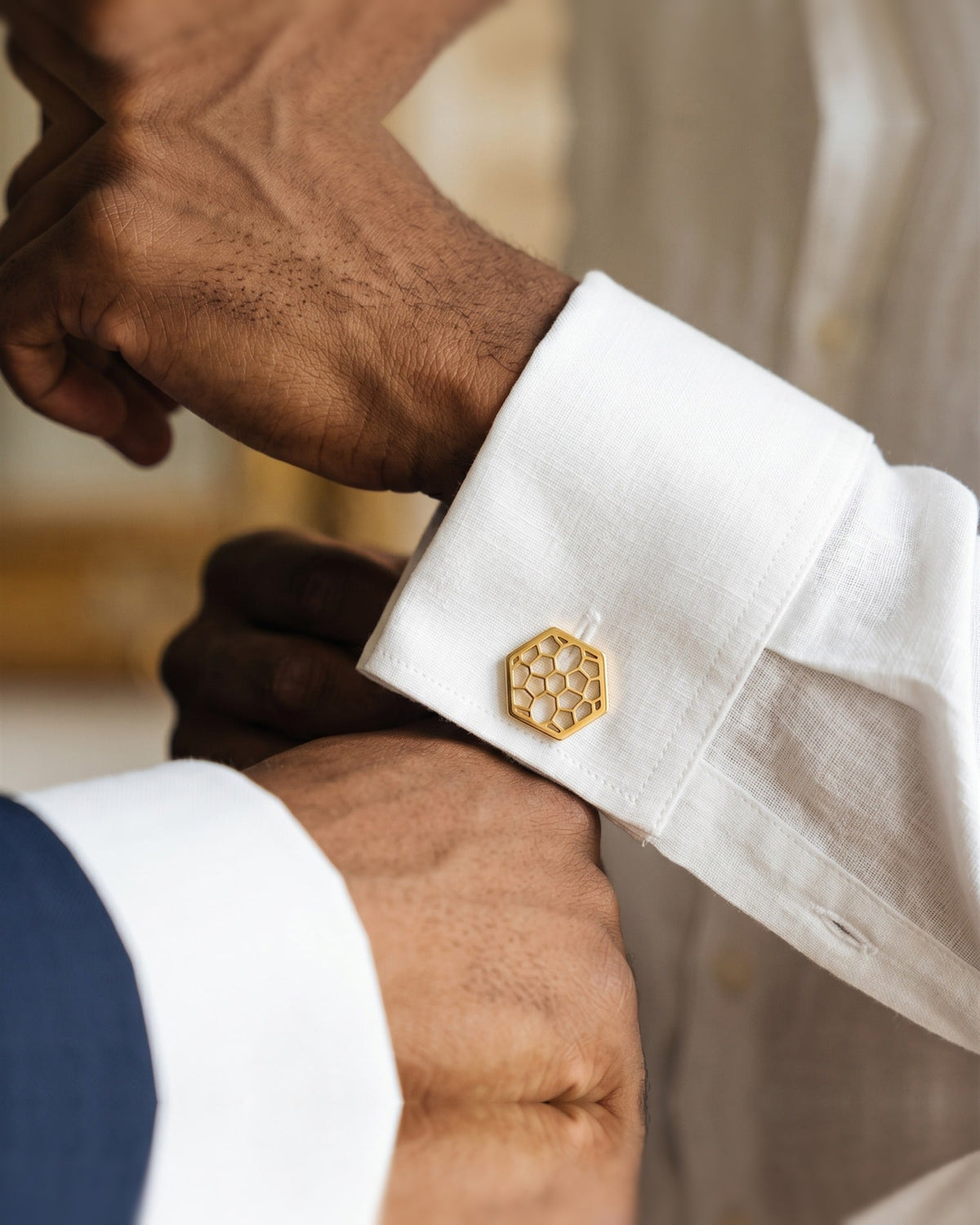 Personalized Honeycomb Cufflinks | Engraved Hexagon Groom & Groomsmen Gift