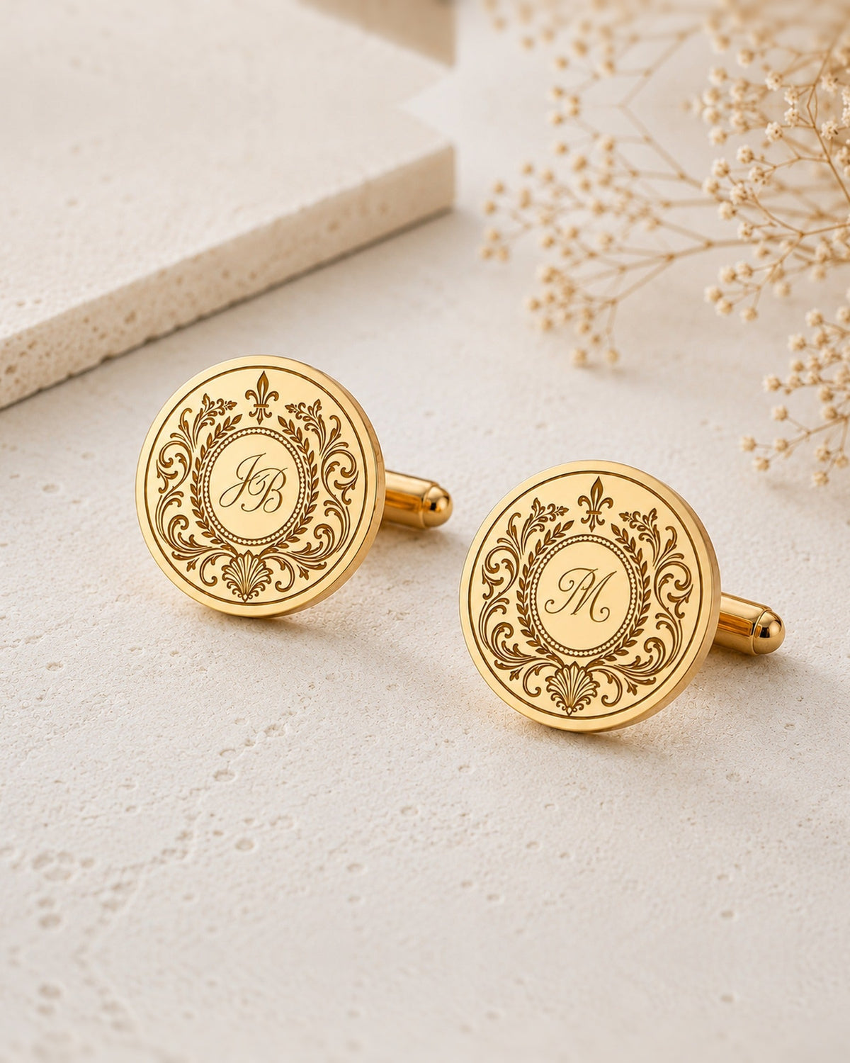 Personalized Monogram Cufflinks | Custom Engraved Initial Wedding & Groom Gift