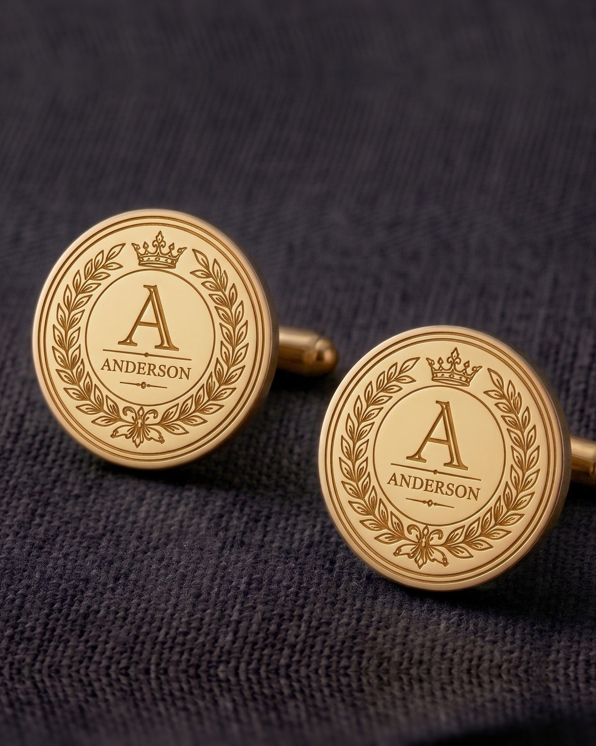 Personalized Monogram Crown Cufflinks | Custom Engraved Initial & Name Gift