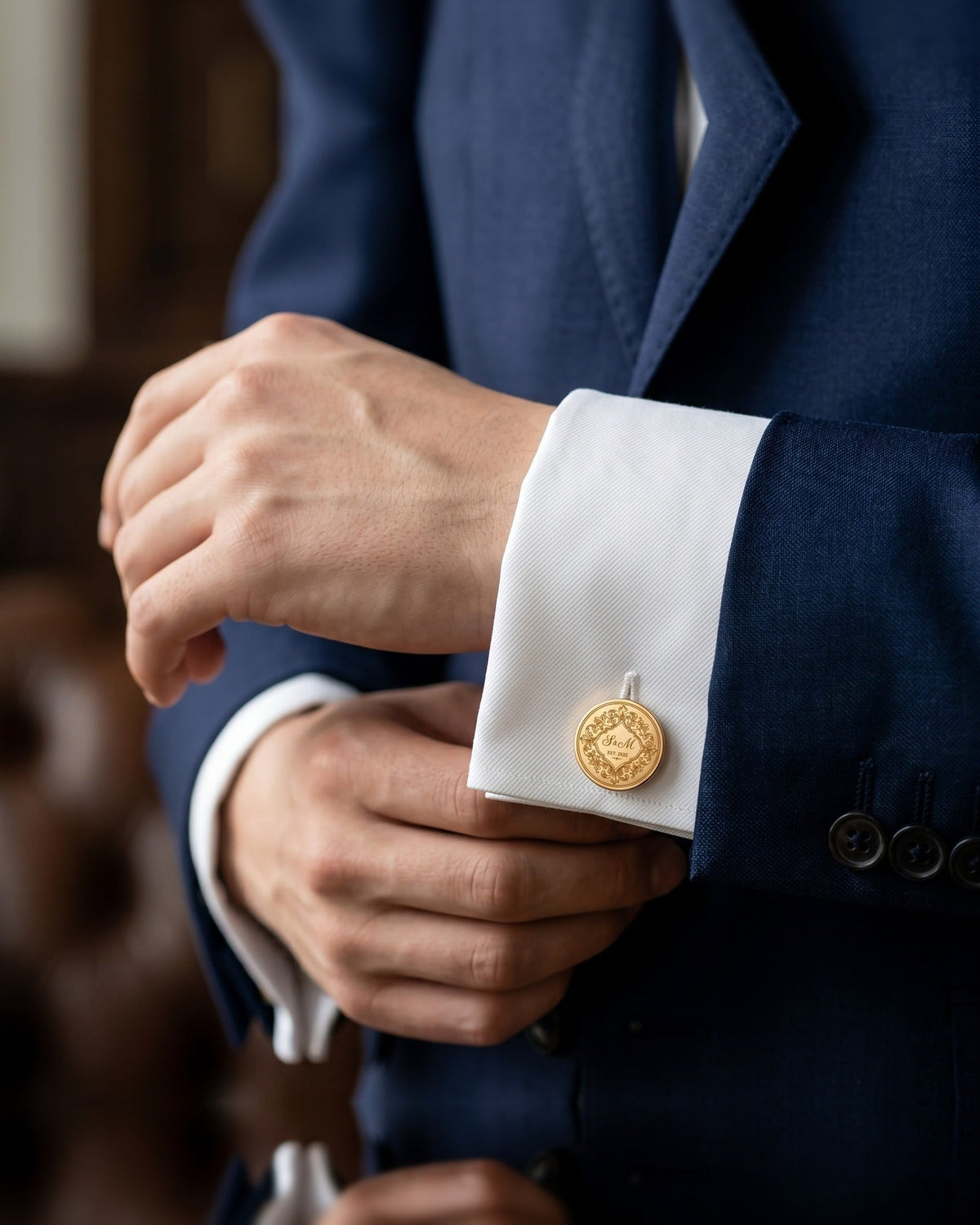 Personalized Monogram Cufflinks | Engraved Couple Initials & Date Wedding Gift