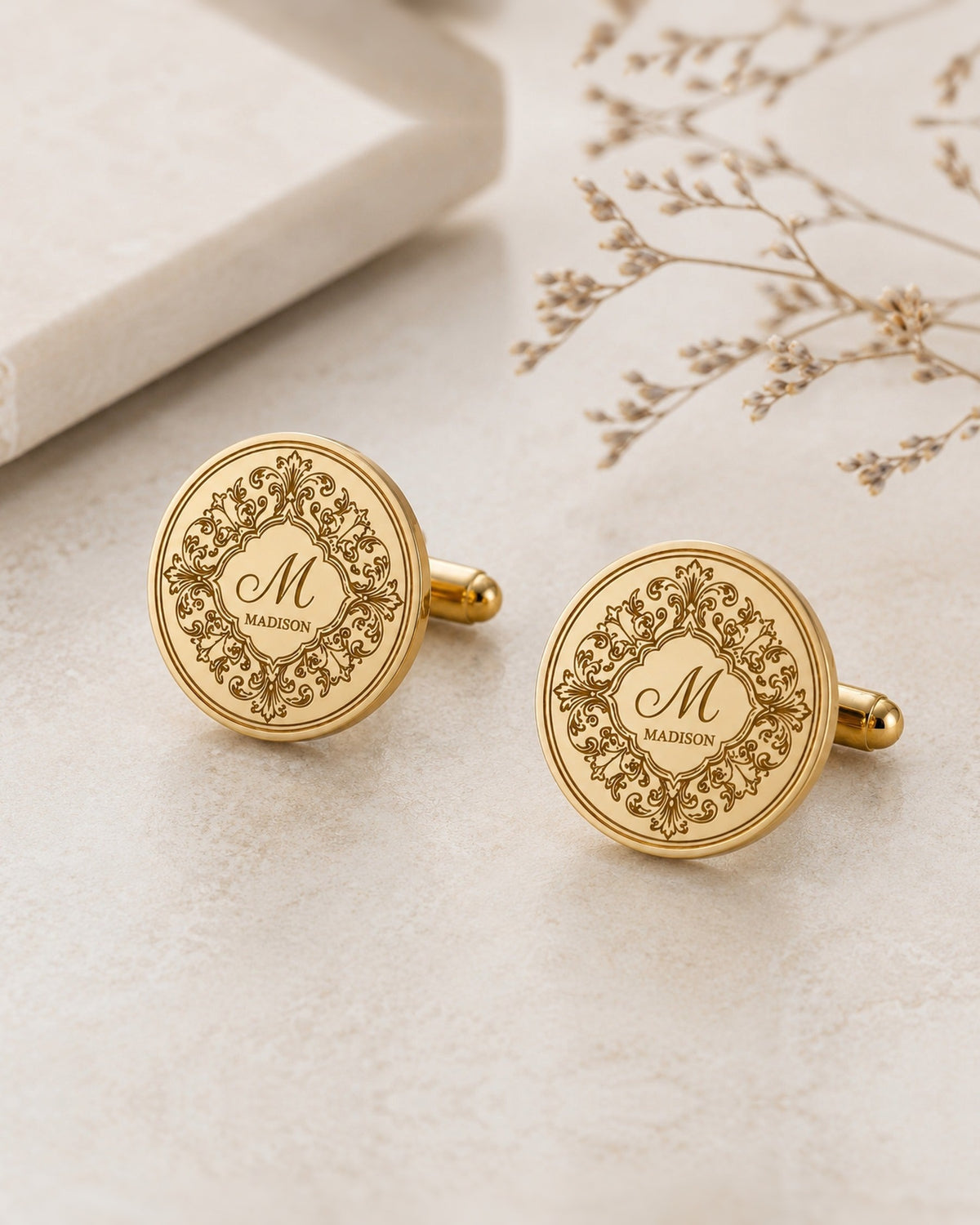 Personalized Monogram Cufflinks | Engraved Initial & Surname Groom Gift