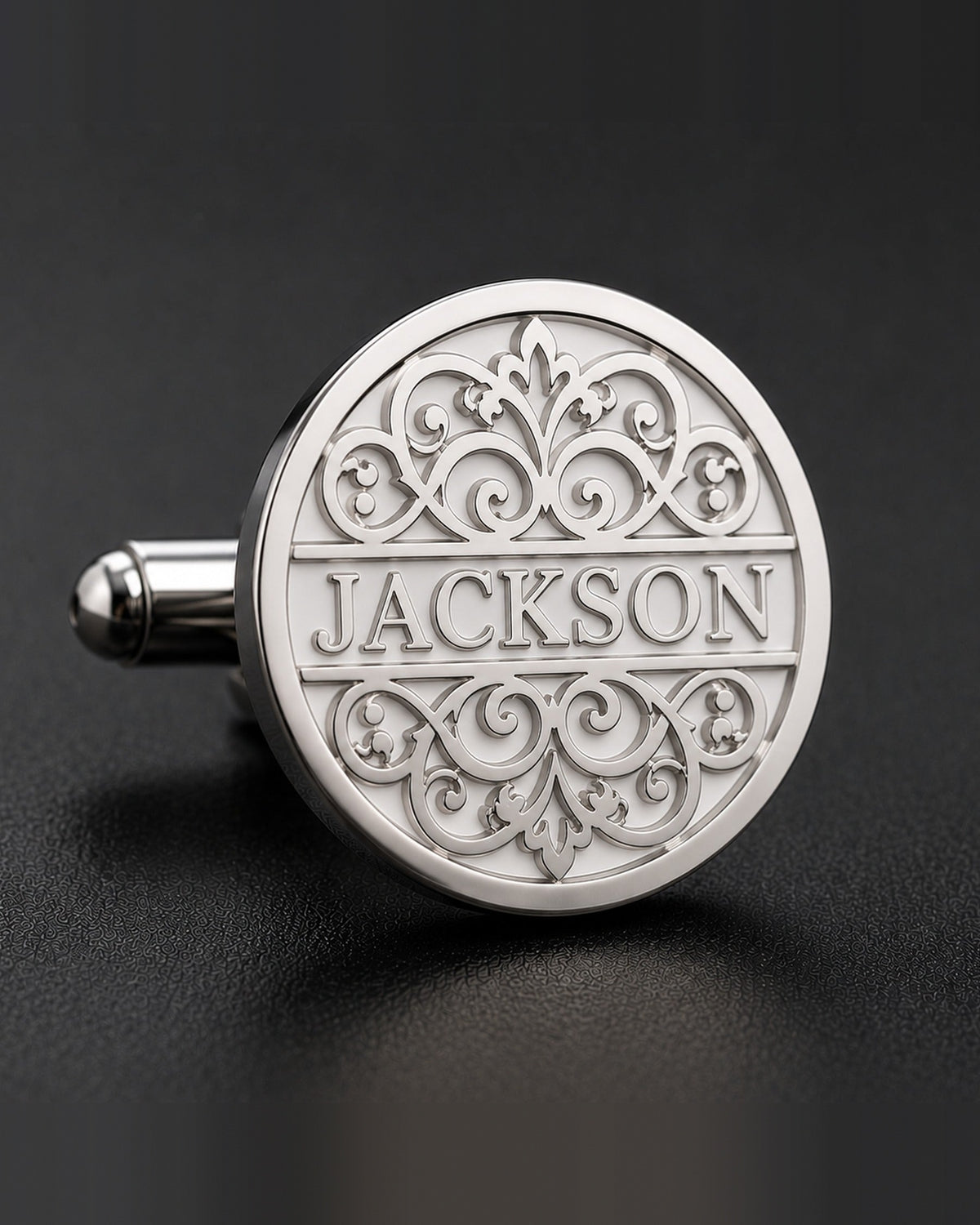 Personalized Surname Cufflinks | Custom Engraved Name Filigree Groom Gift