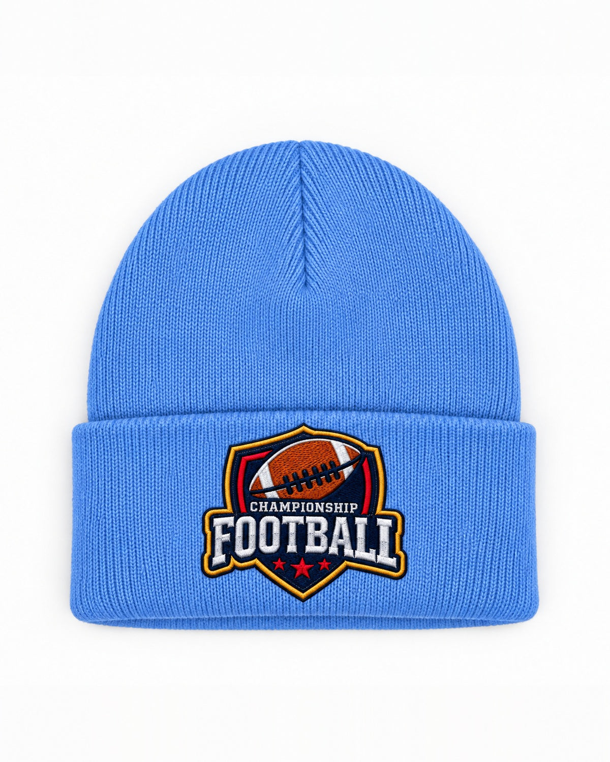 Sky Blue beanie with custom embroidery on the cuff