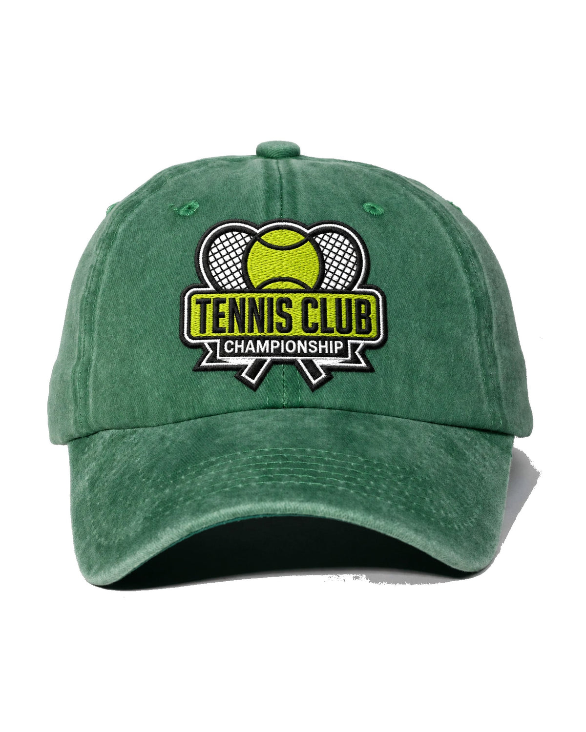 tennis club embroidered hat — custom embroidered cap, front view