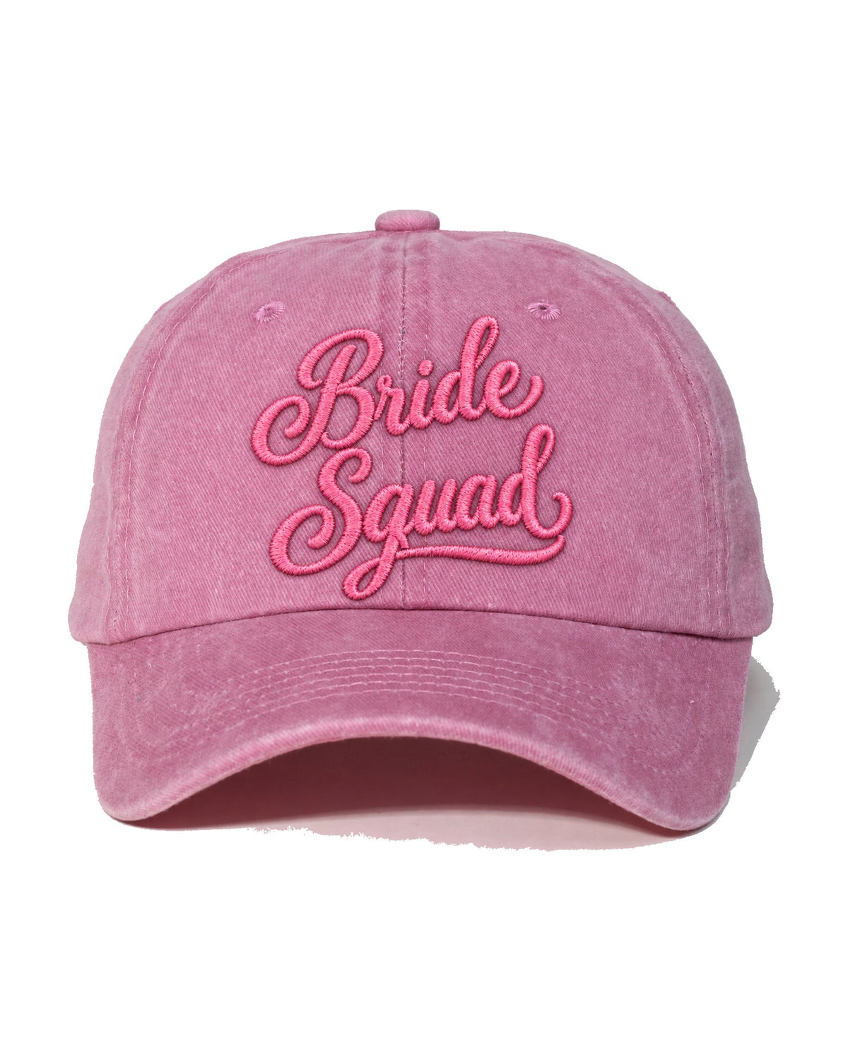 bride squad embroidered hats — custom embroidered cap, front view