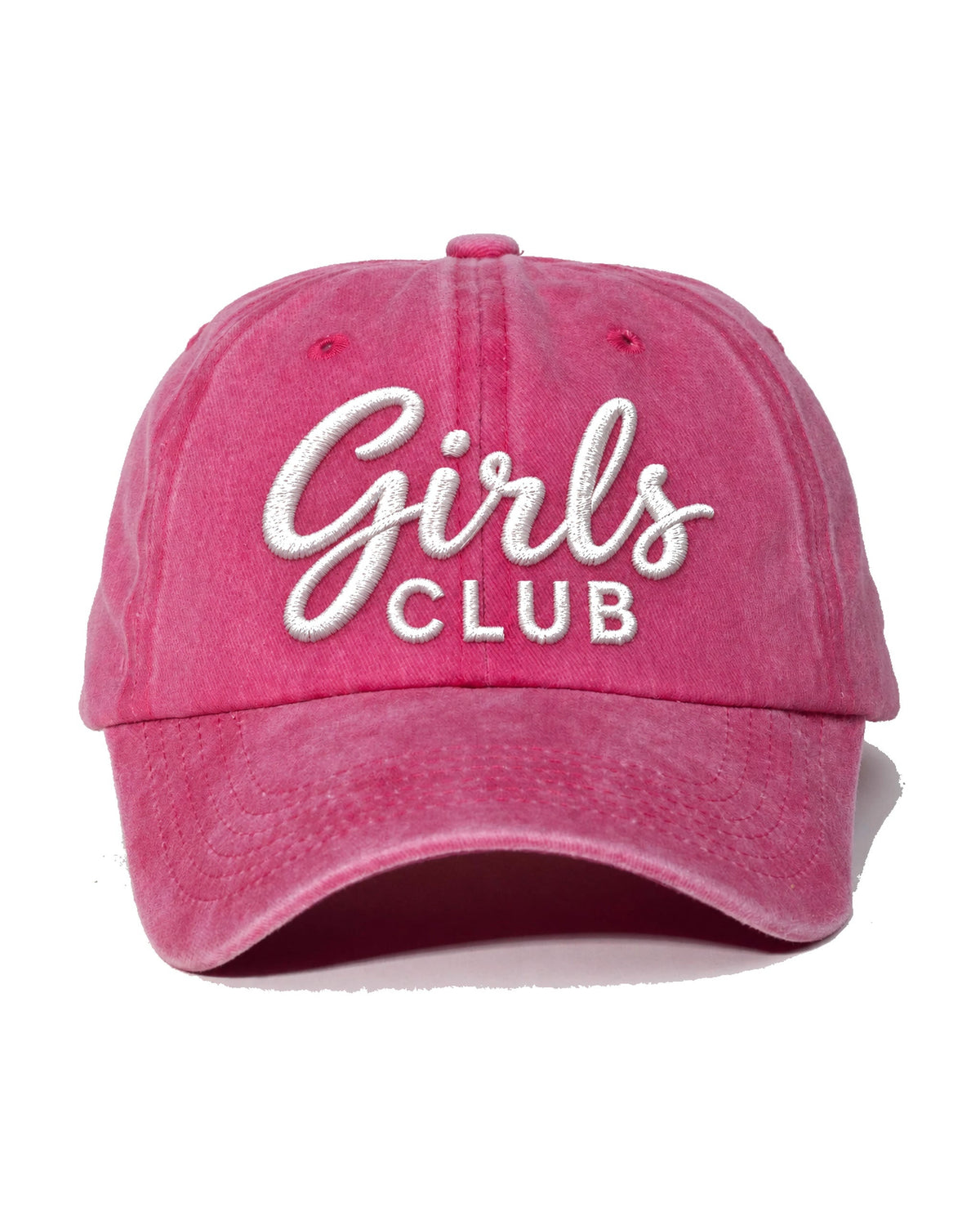 girls club embroidered hat — custom embroidered cap, front view