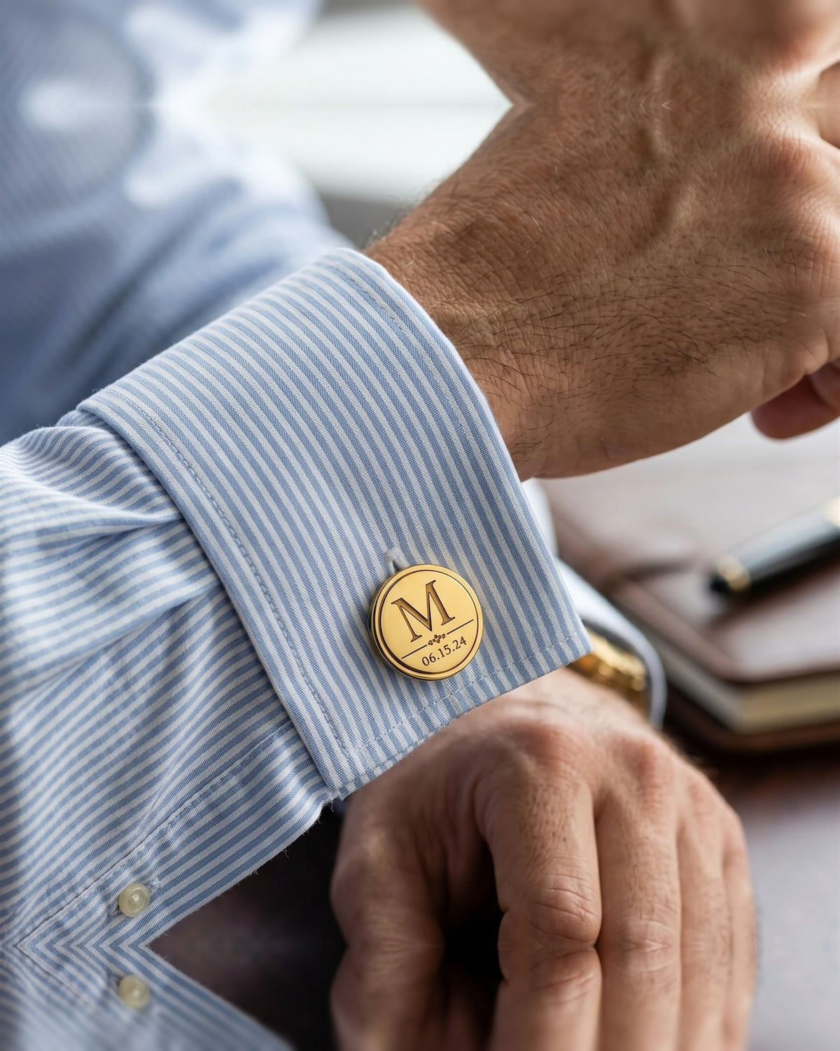 Monogram & Date Cufflinks | Personalized Initial Wedding Date Groom Gift