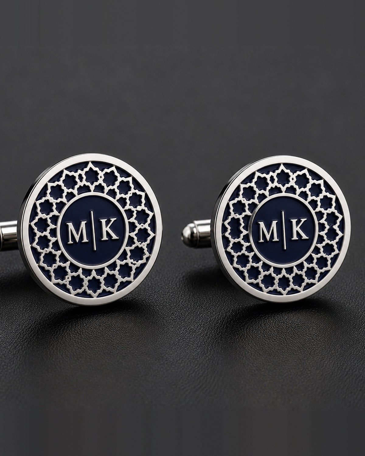 Navy Monogram Cufflinks | Personalized Two-Initial Groom & Groomsmen Gift