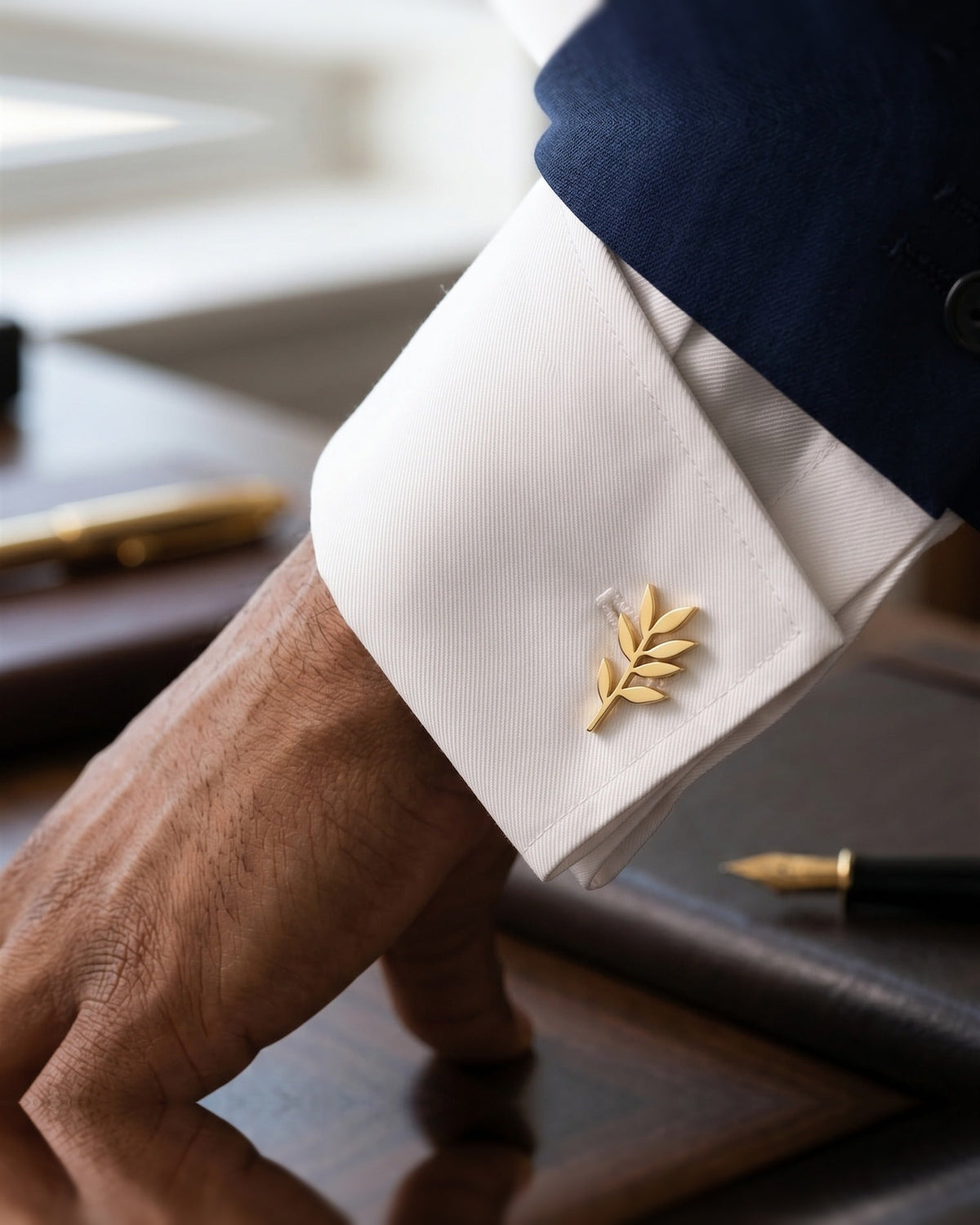 Olive Branch Cufflinks | Personalized Engraved Wedding Gift for Groom