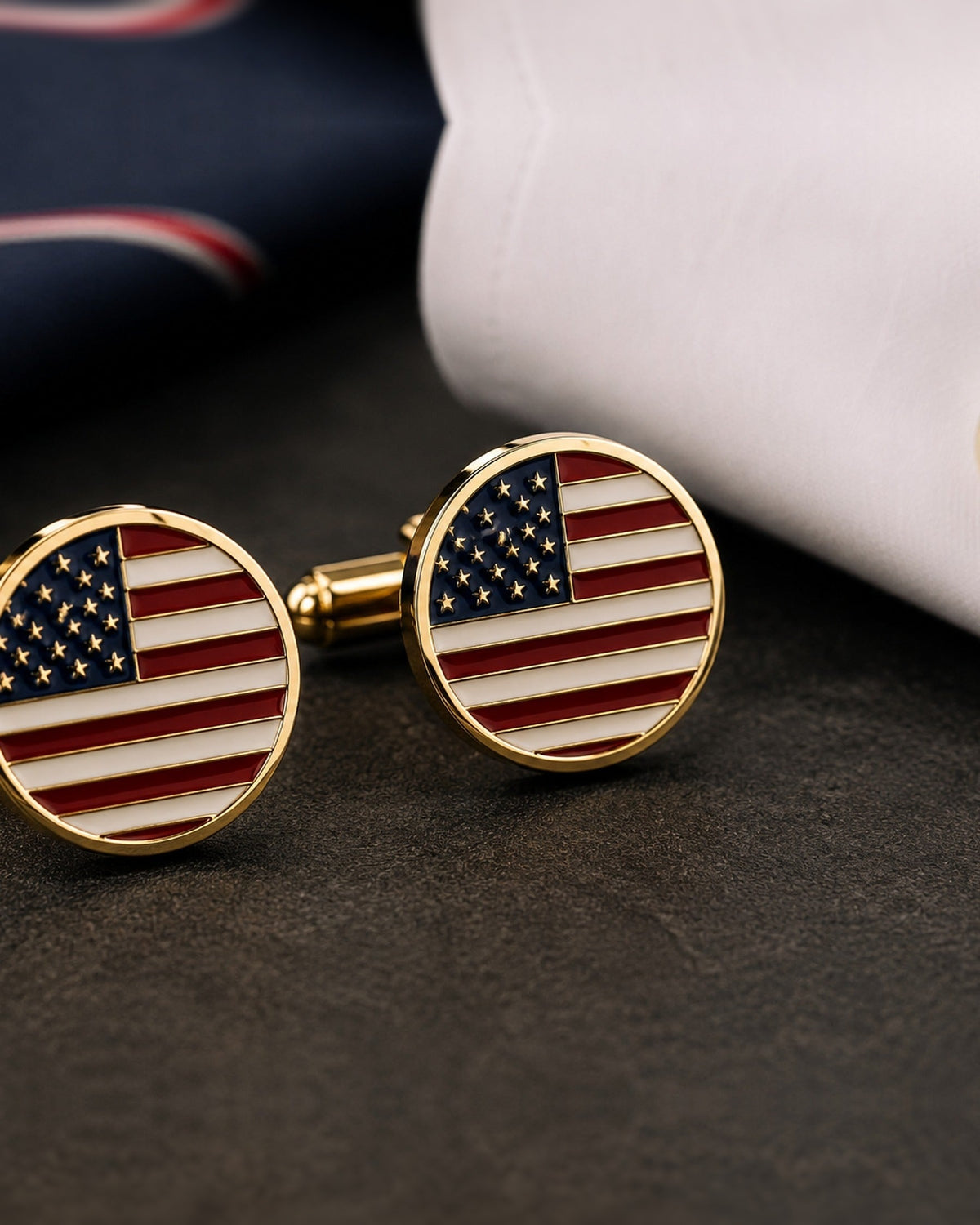 Personalized American Flag Cufflinks | Engraved USA Stars and Stripes Gift