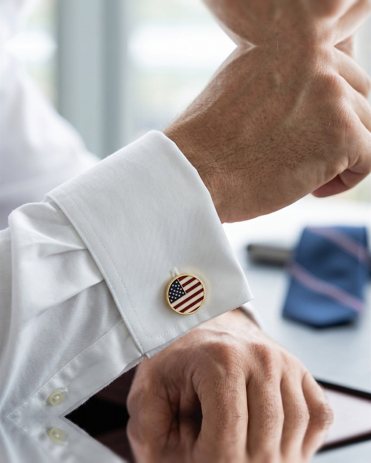 Personalized American Flag Cufflinks | Engraved USA Stars and Stripes Gift