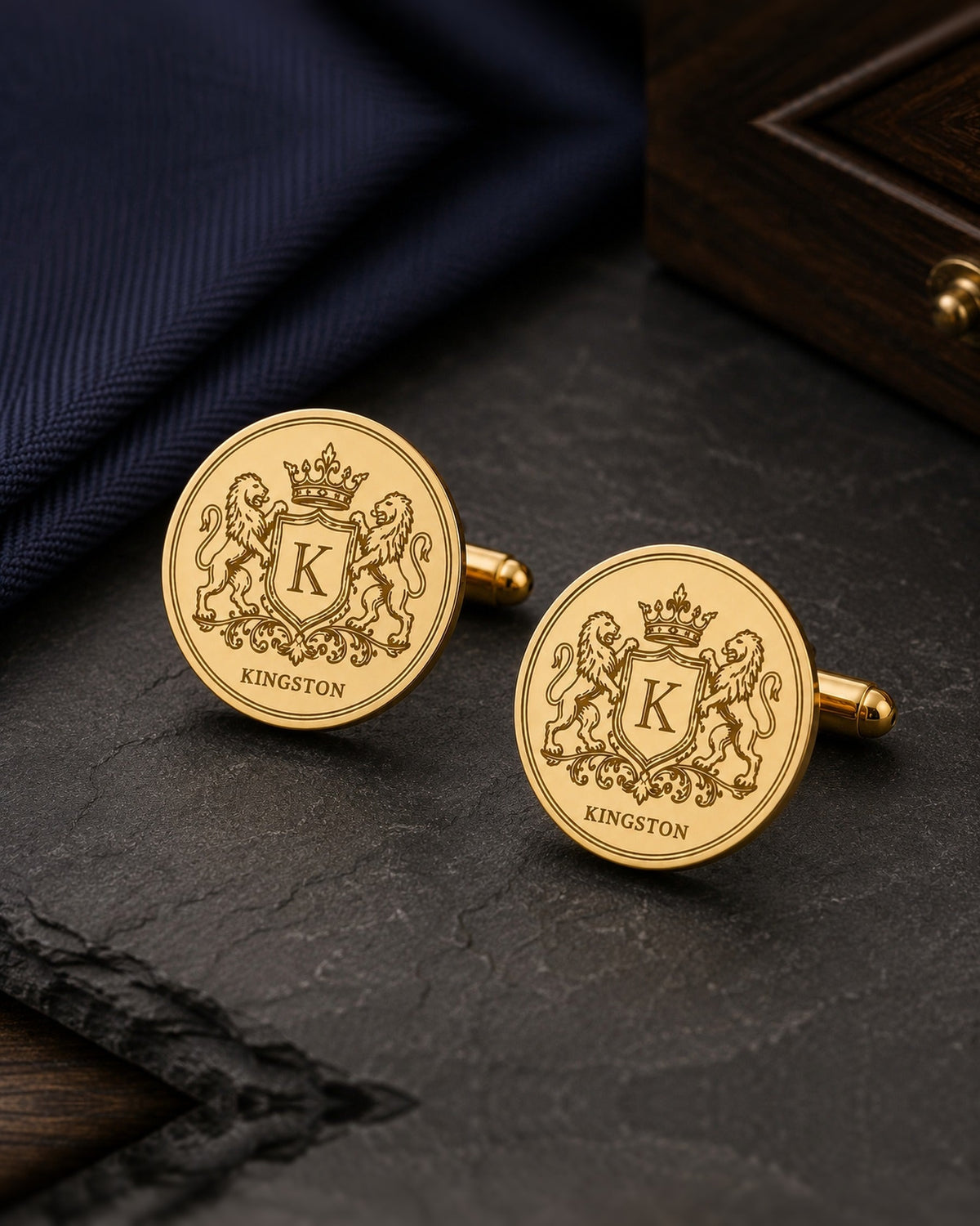 Personalized Family Crest Cufflinks | Engraved Monogram & Surname Gift